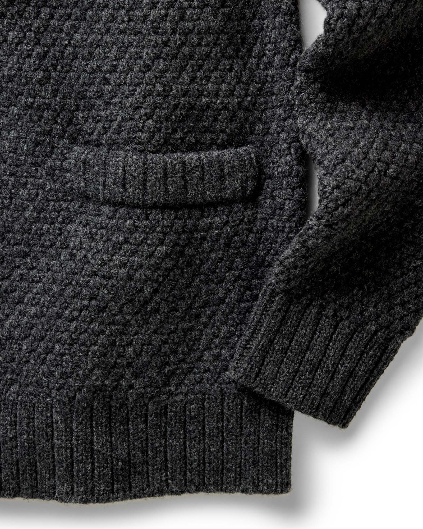 The Fisherman Cardigan in Merino Coal Heather