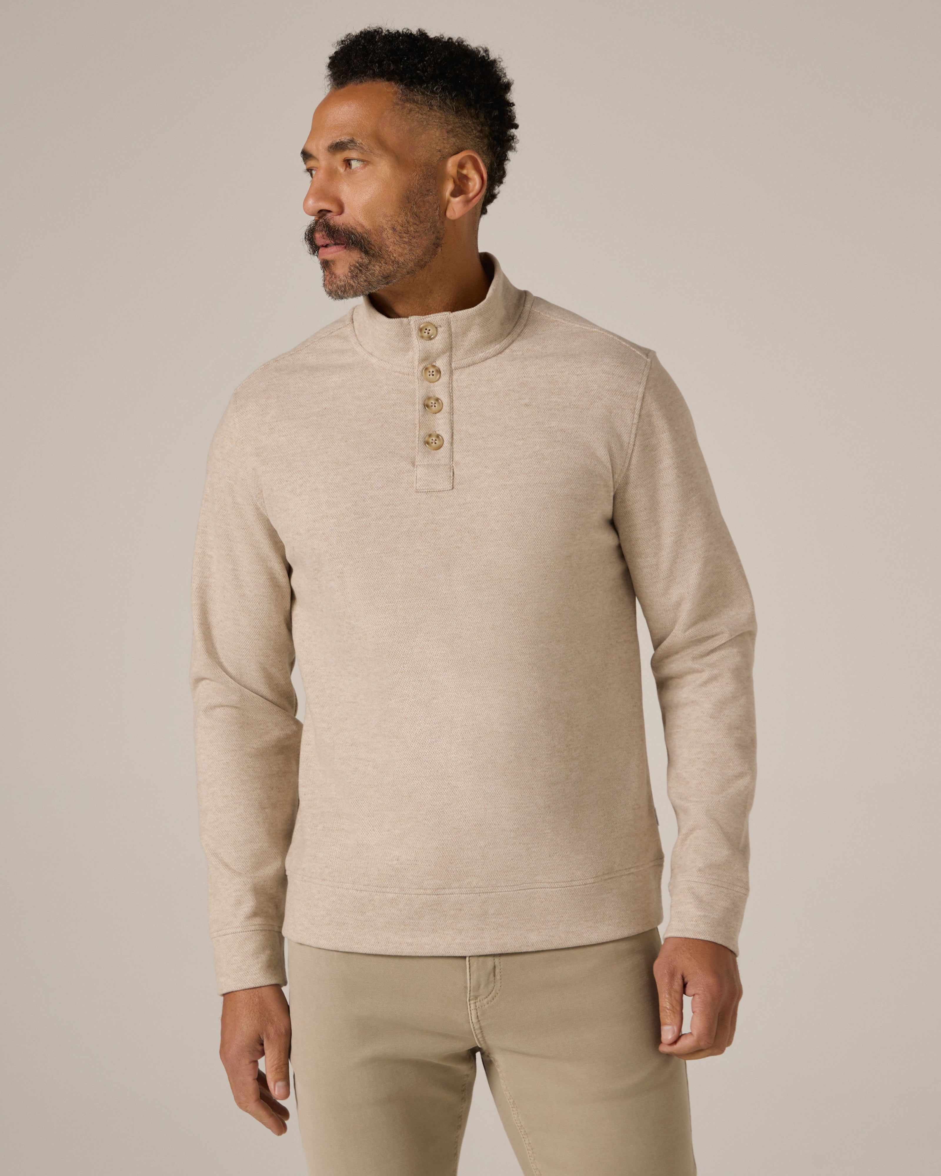 Stratton Textured Pullover Khaki