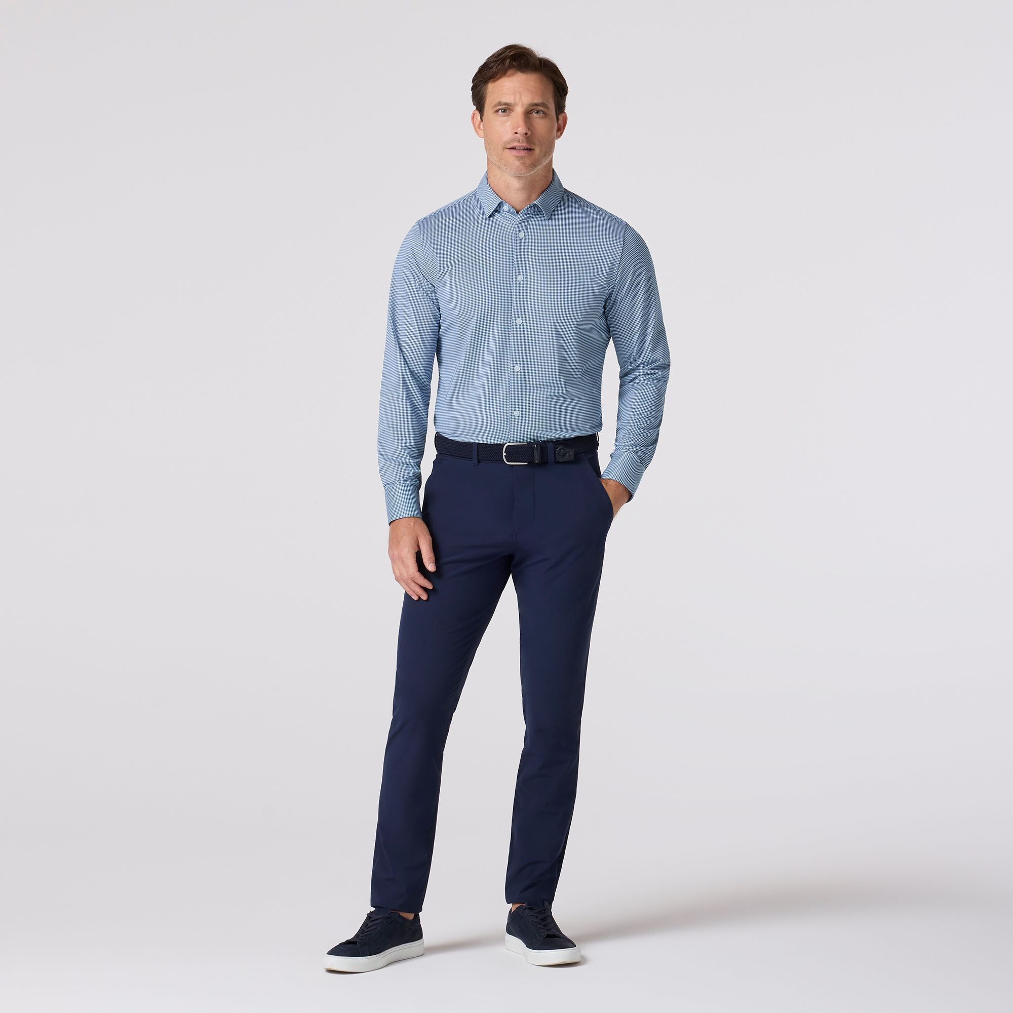 Halyard Long Sleeve Dress Shirt Navy Peter Gingham