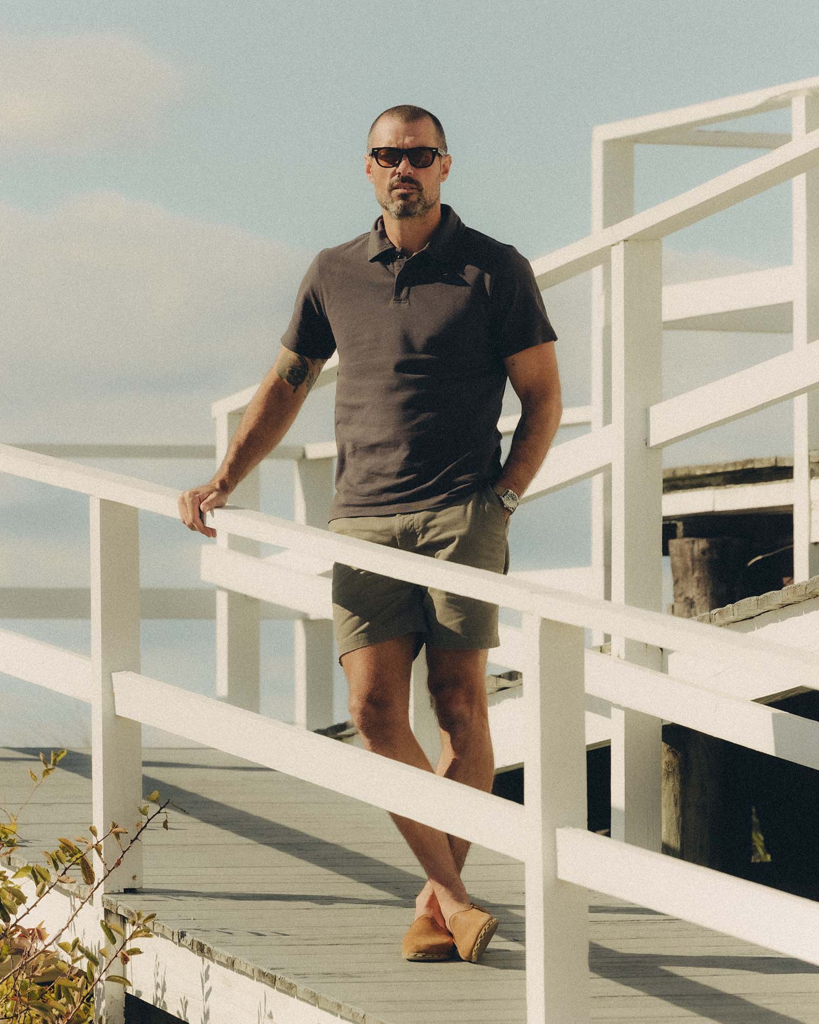 The Baseline Polo Asphalt Pique