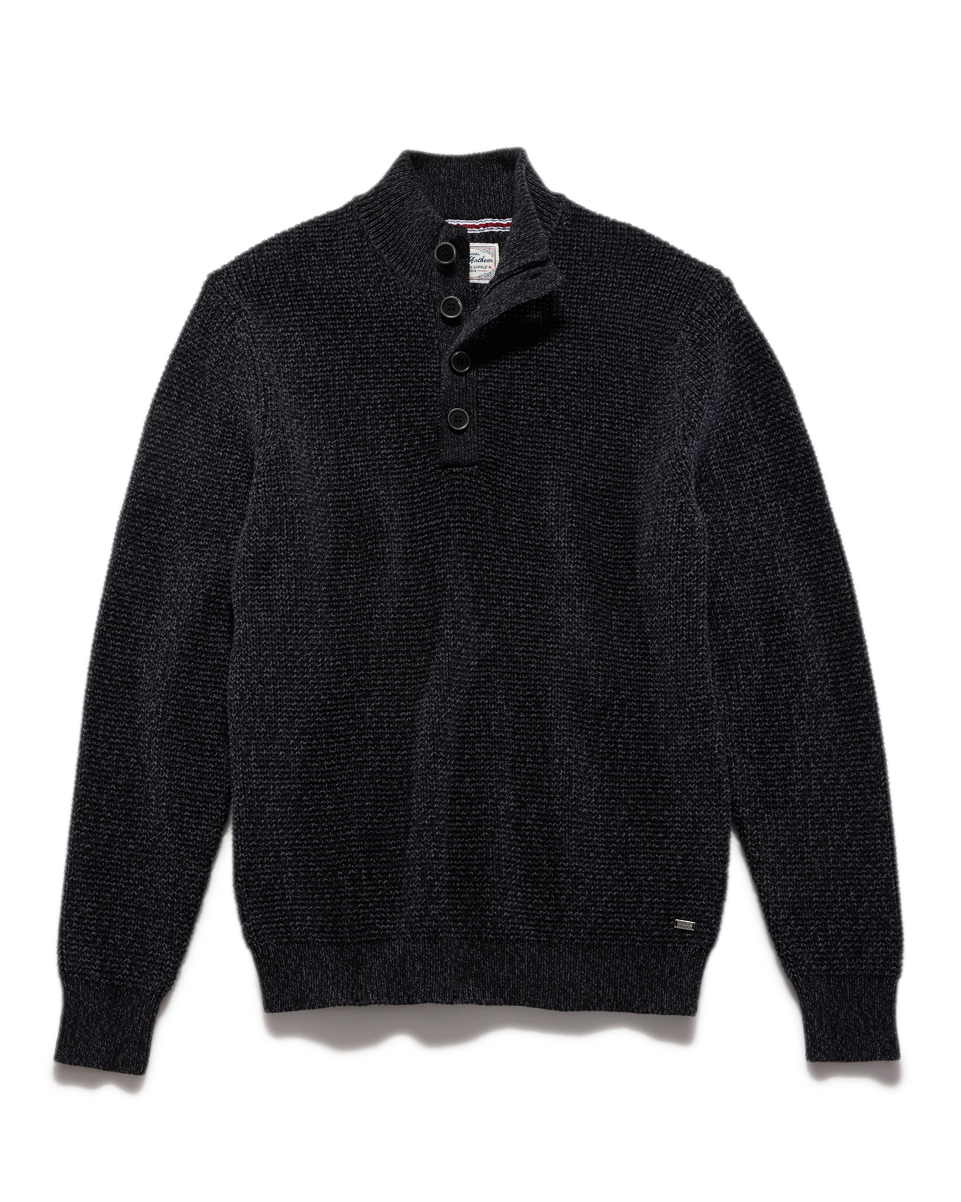 Denver Button Mock Neck Sweater Charcoal Heather