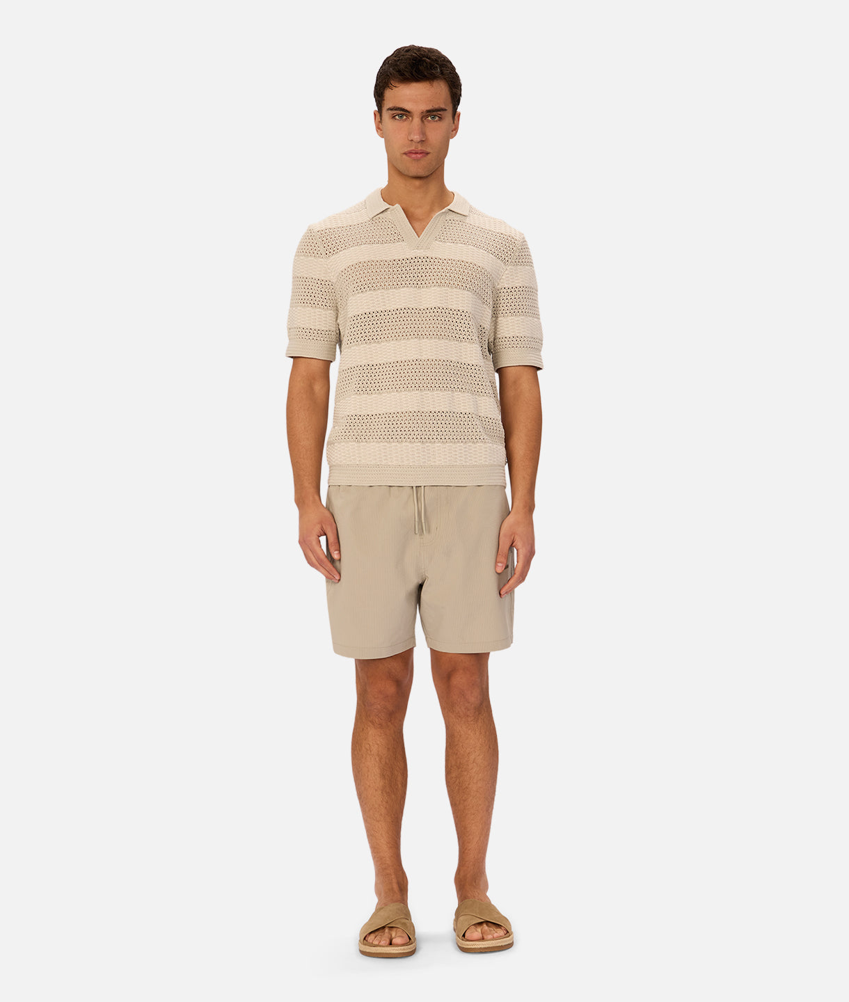 The Menorca Stripe Polo Duck Egg/Creme