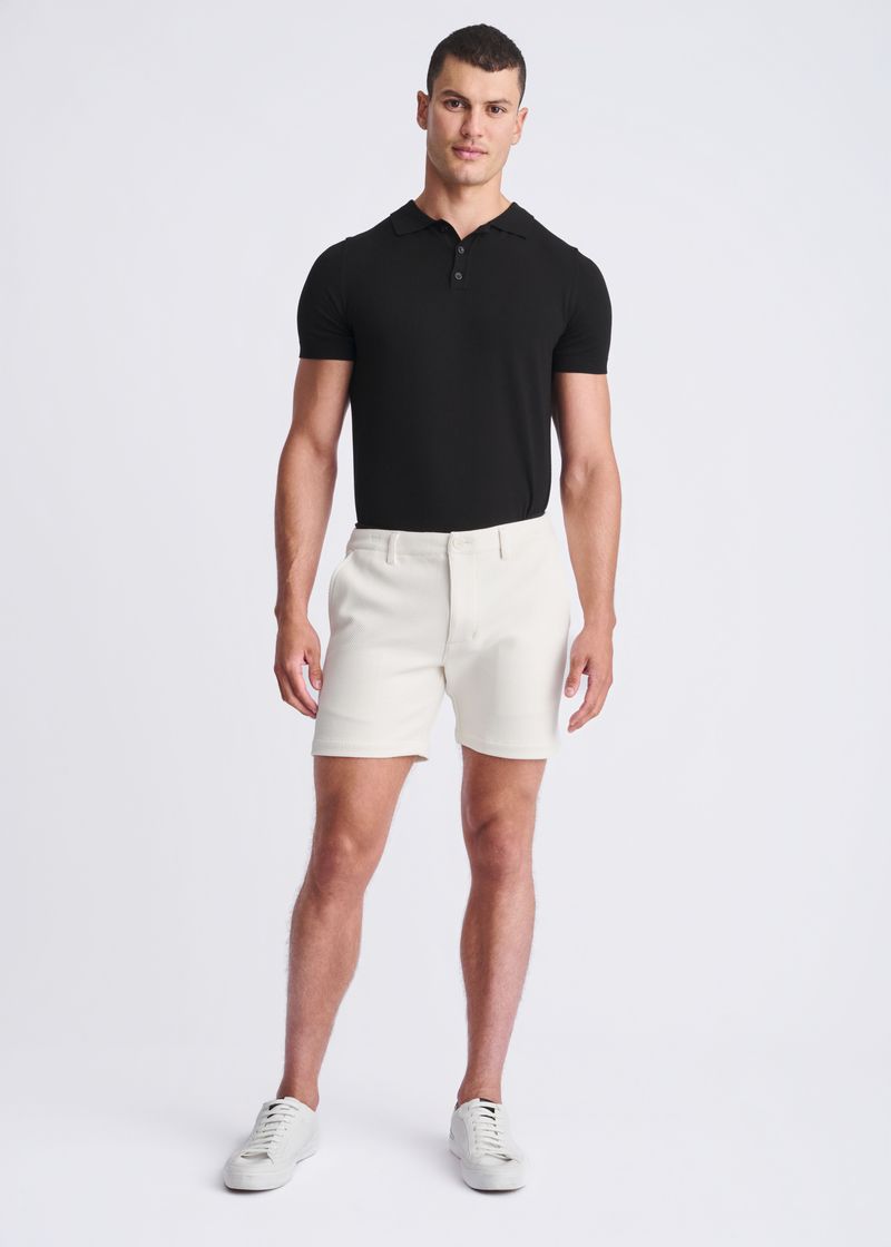 Textured Stretch Knit Chino Short Parchment