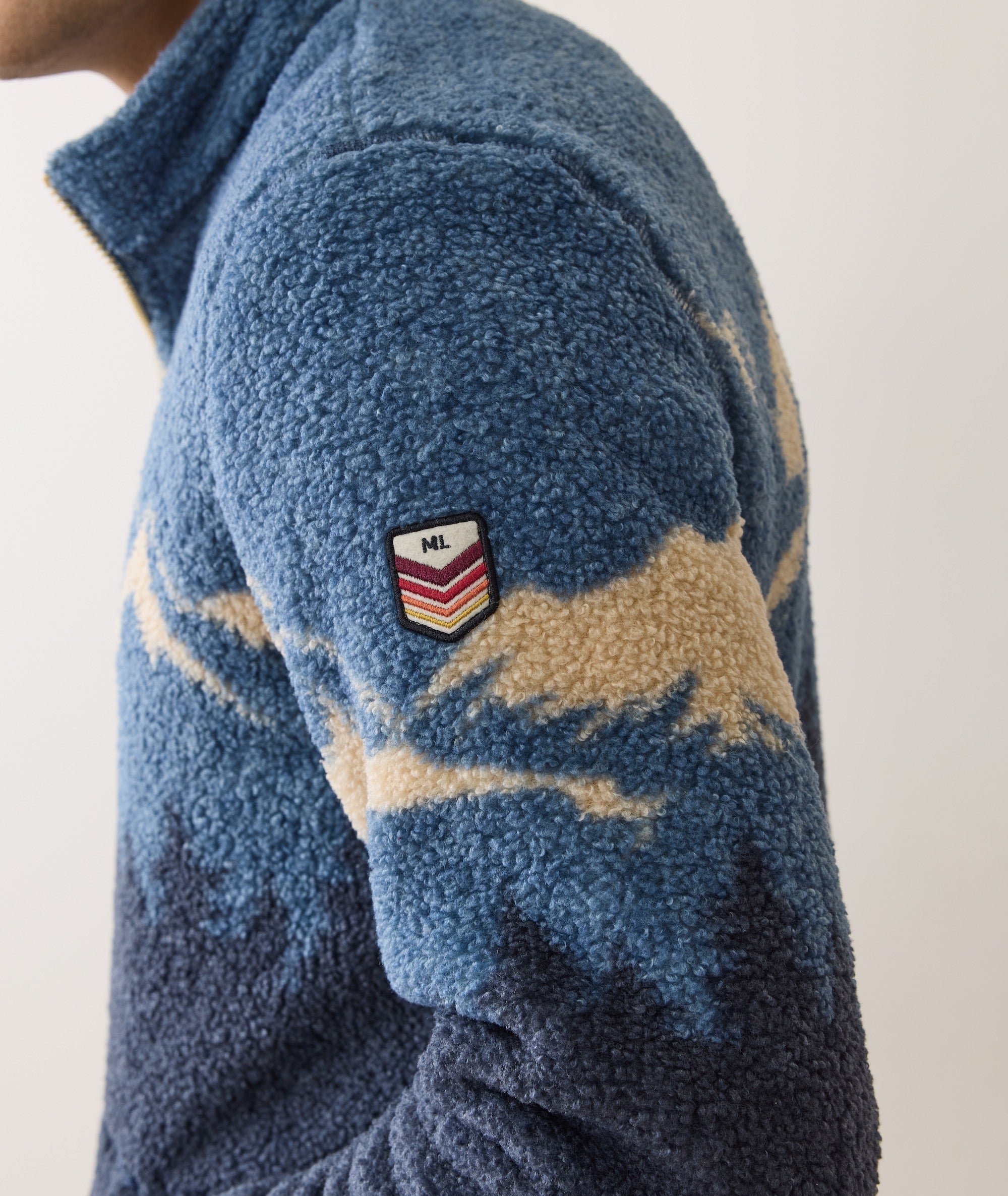 Novelty Sherpa Pullover Blue Mountain Scene