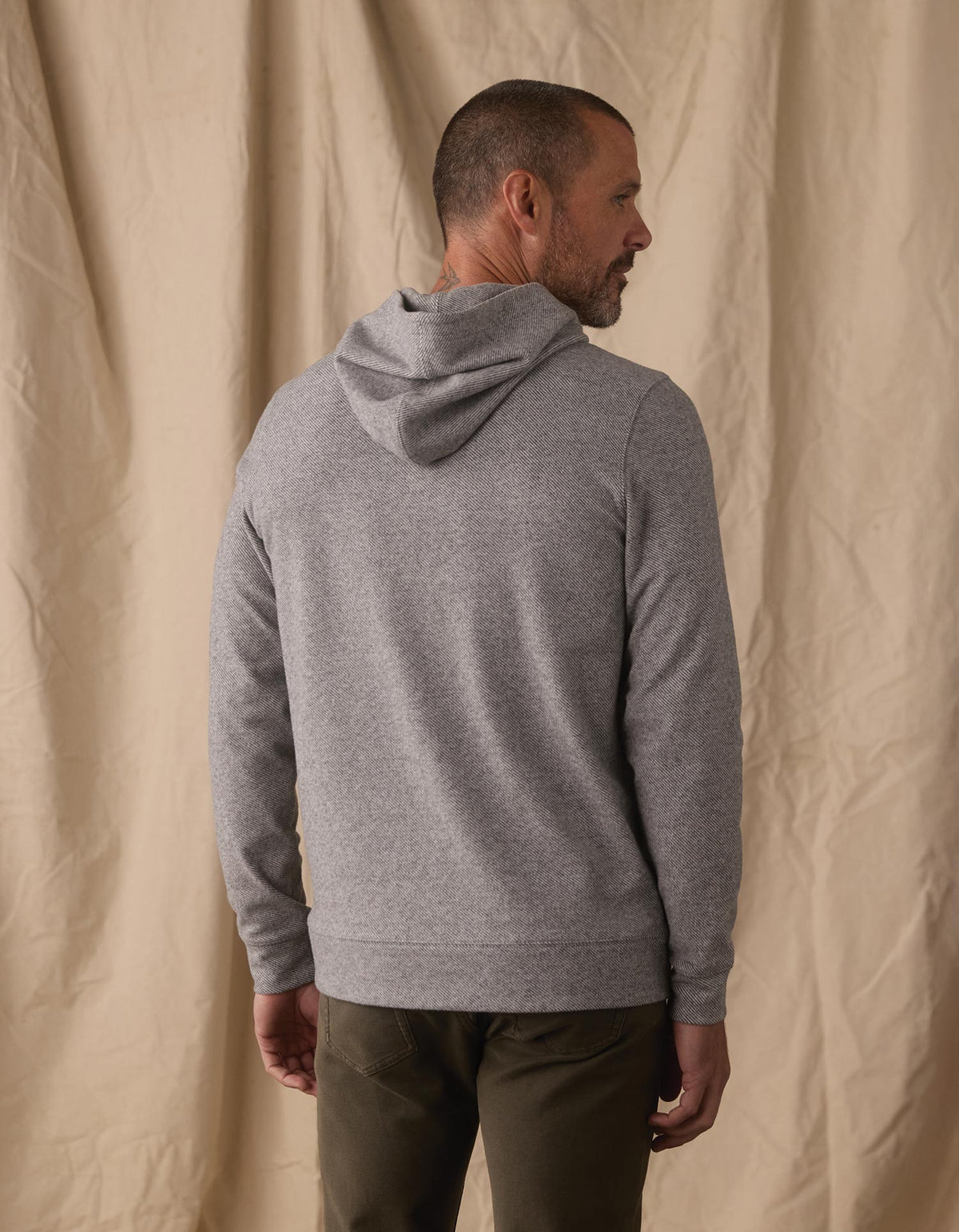 Brushed Textured Knit Hoodie Graphite
