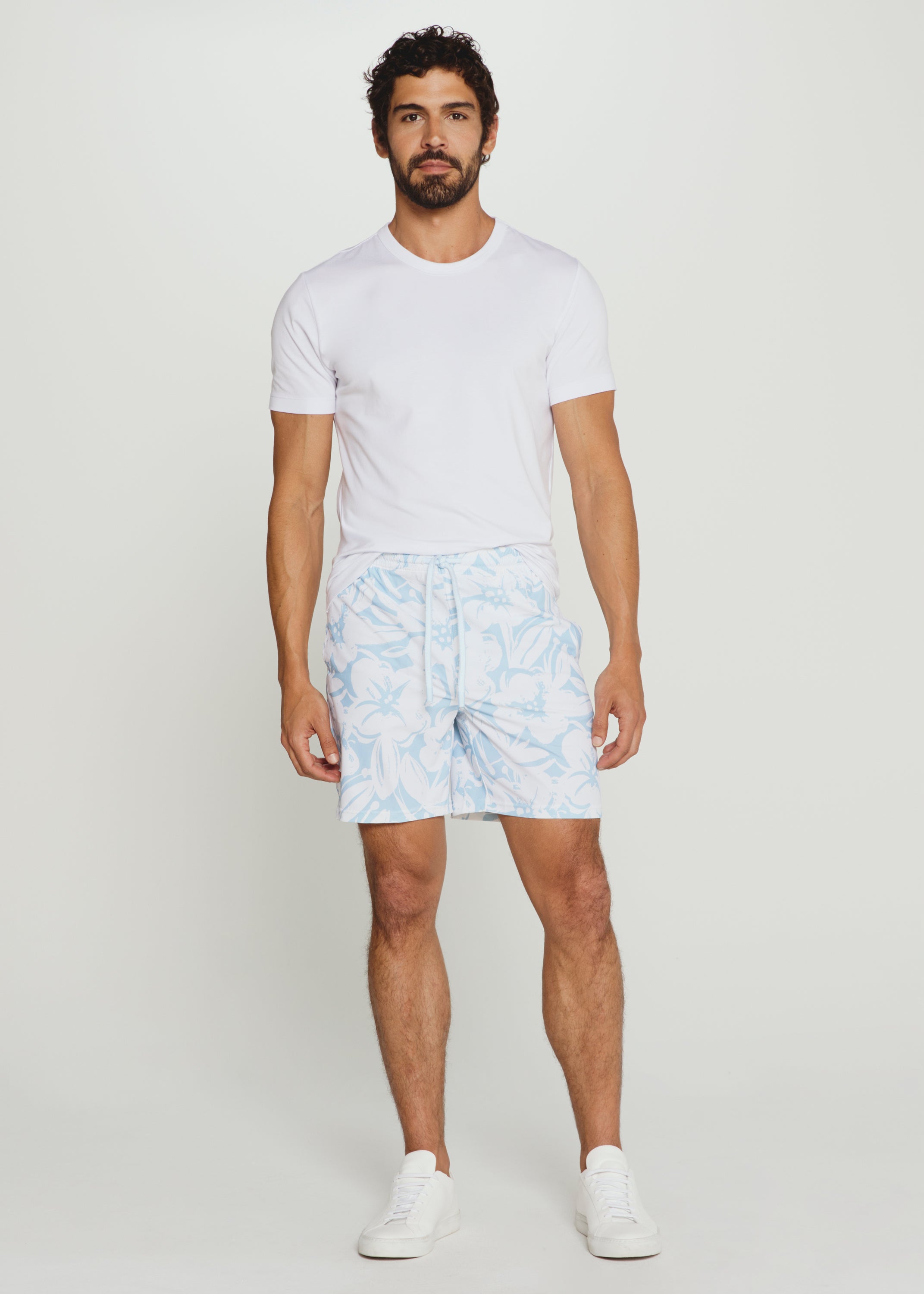 The Crew Swim Trunk Light Blue Floral