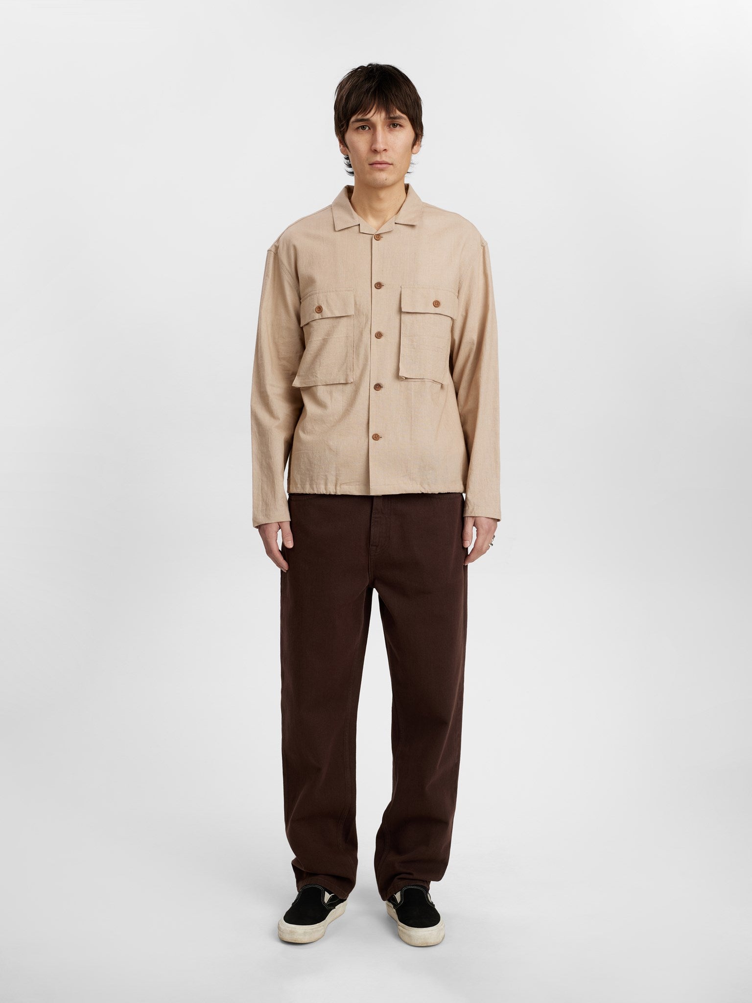 Akotto Cot/Linen Overshirt Feather Gray