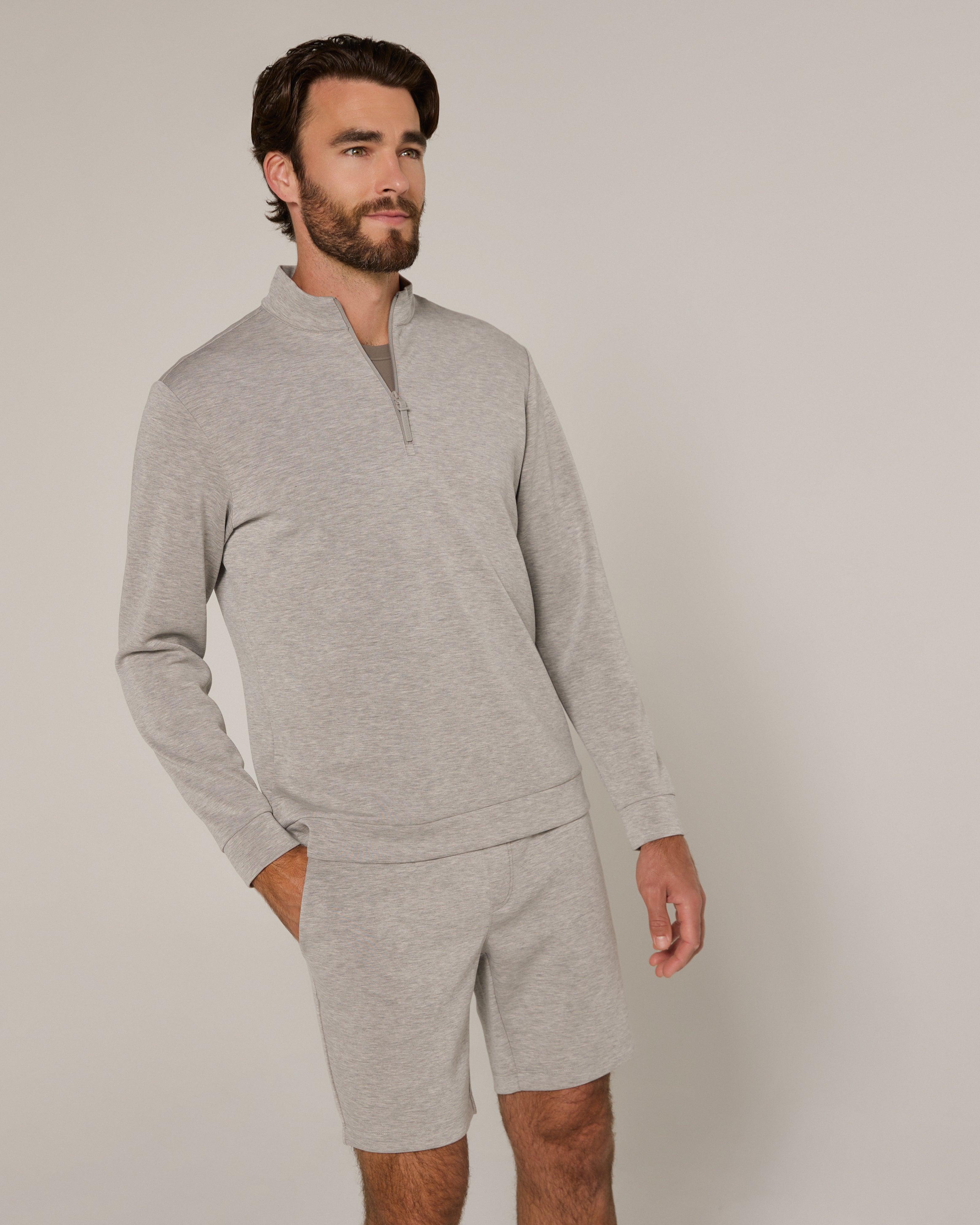Rev 1/4 Zip Modal Sweater Heather Grey