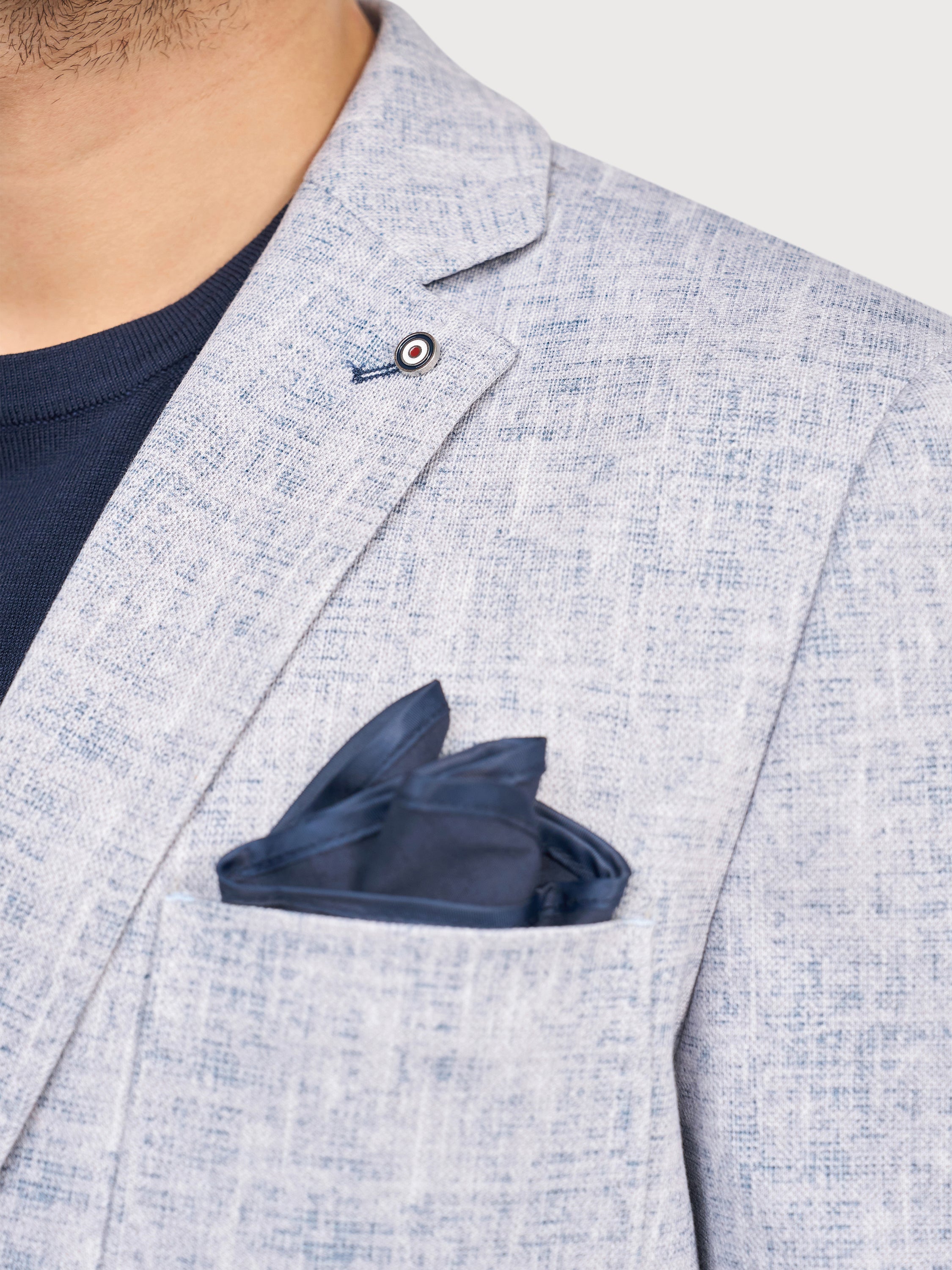 Stretch Knit Melange Blazer Blue