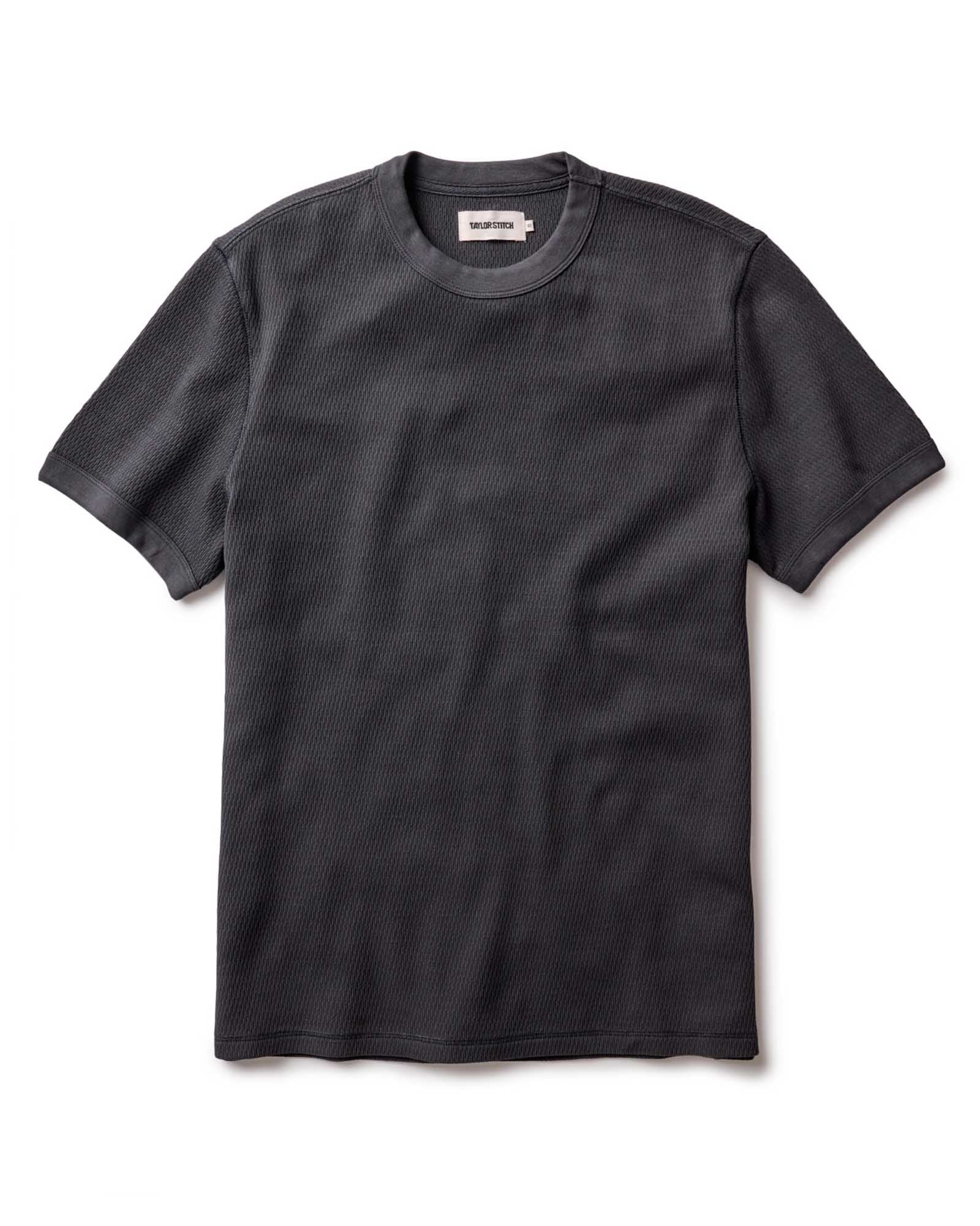 The Organic Cotton Waffle Short Sleeve Crew Faded Black