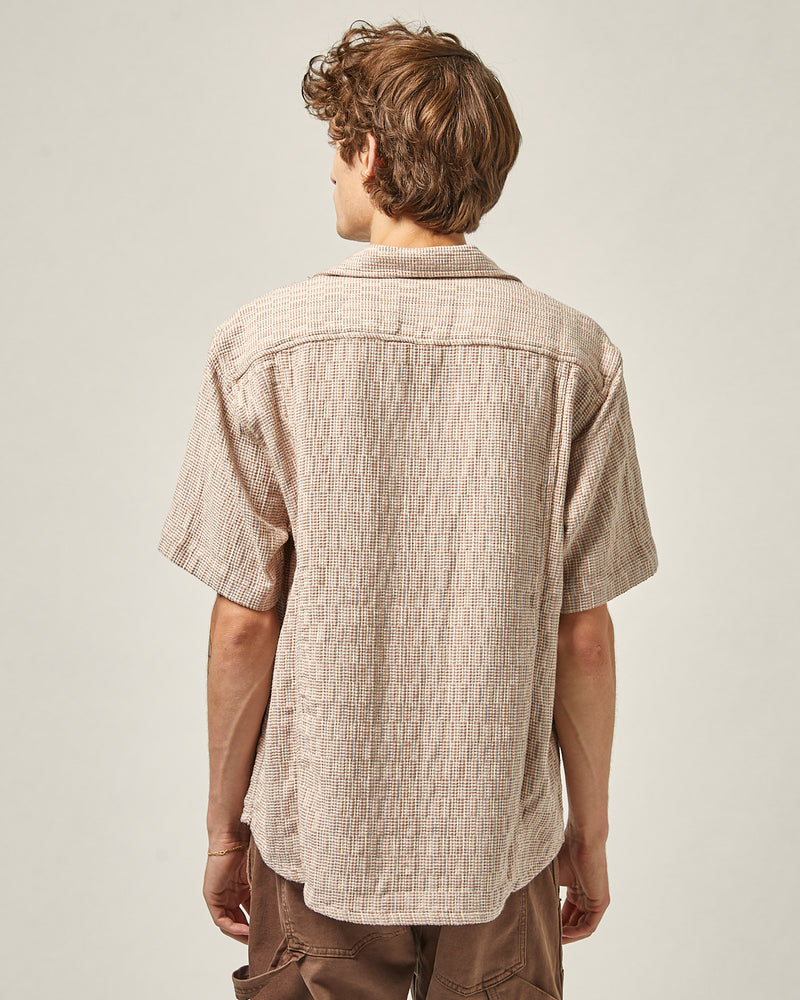 Rainbow Weave Short Sleeve Camp Shirt Pink