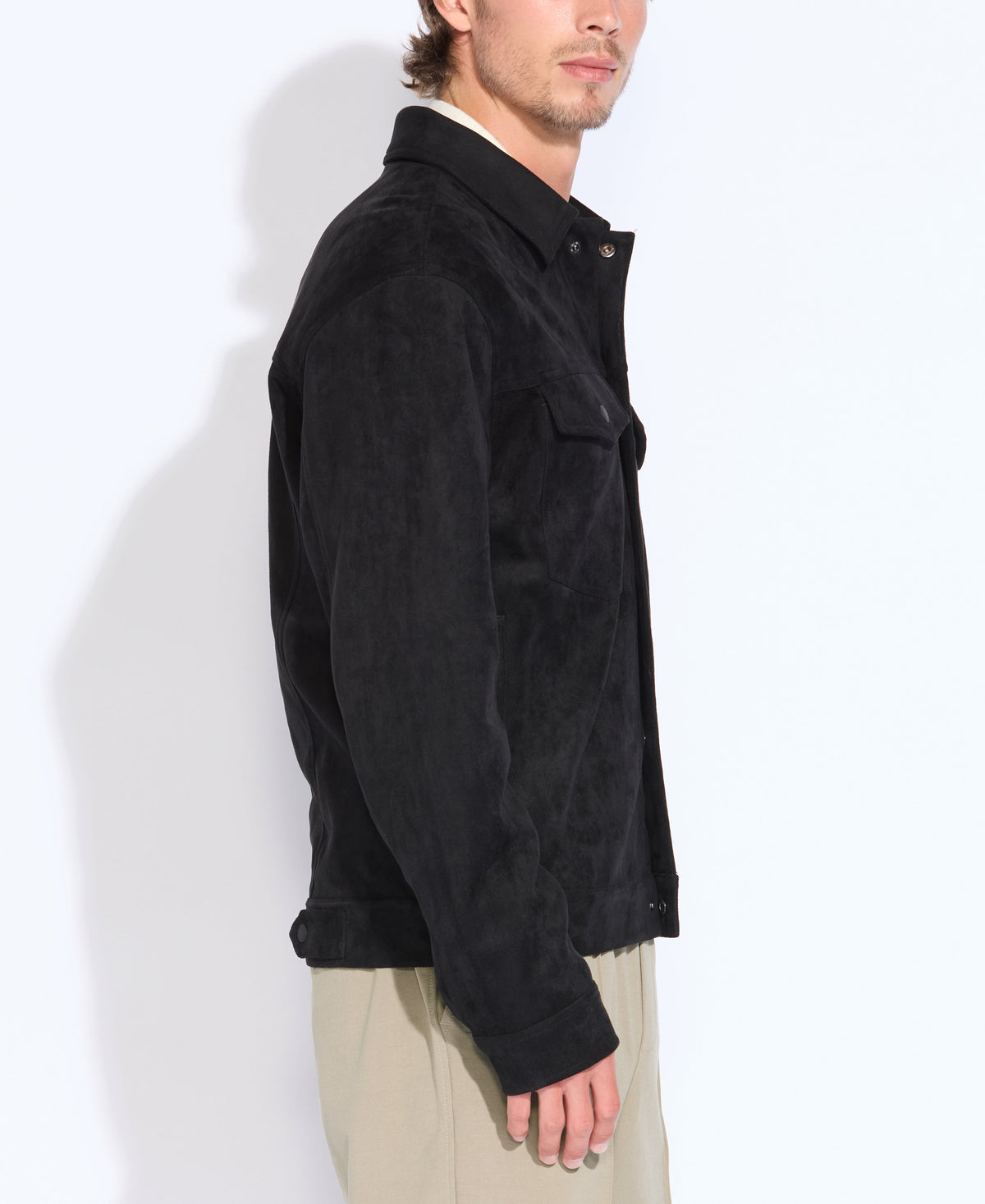 Teton Faux Suede Trucker Jacket Black
