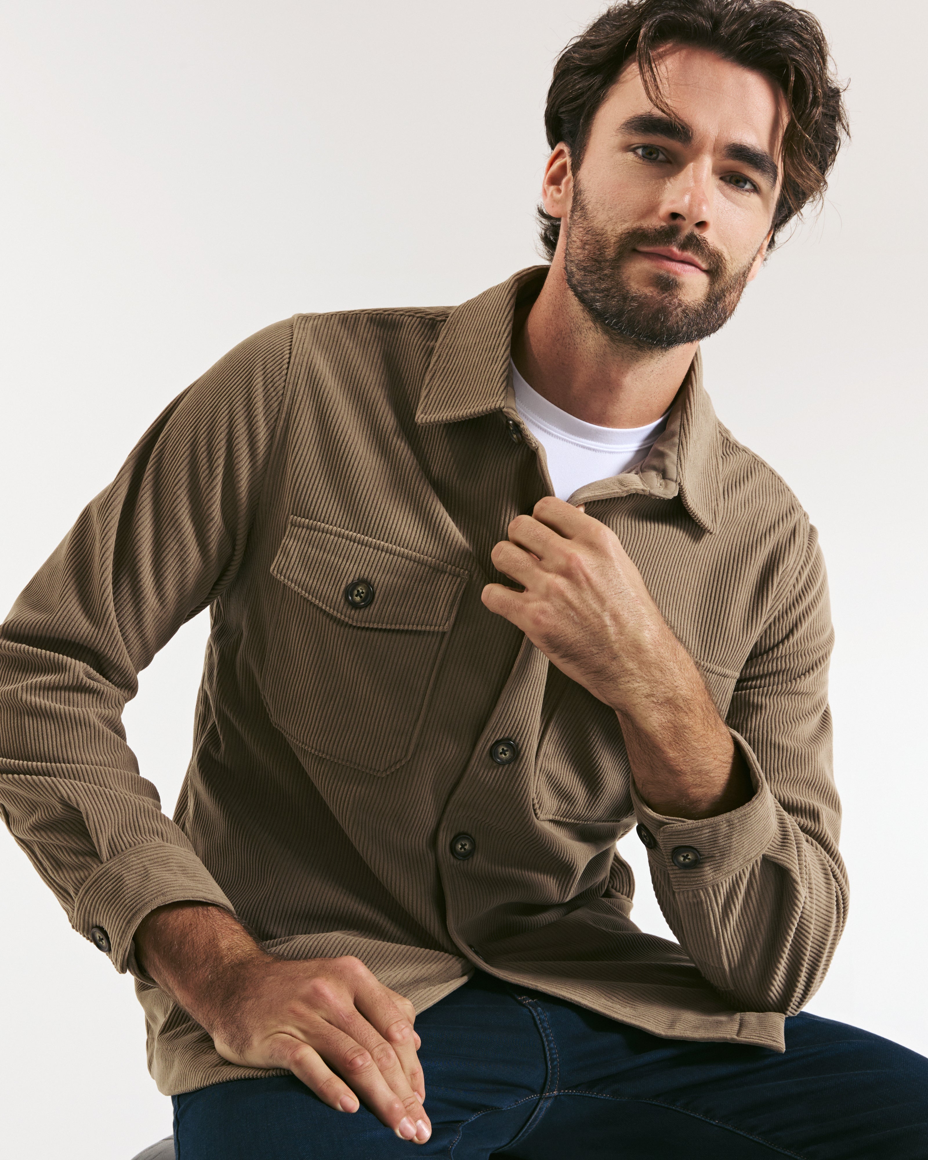 Crossway Corduroy Overshirt Taupe