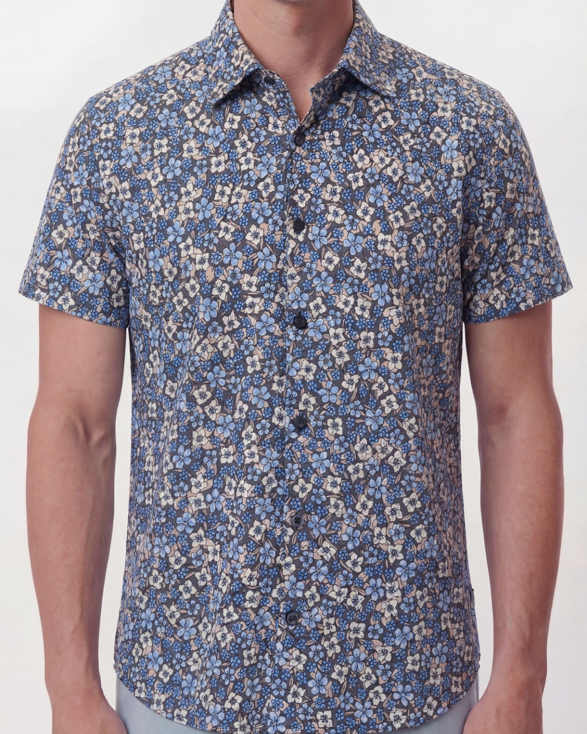 Todd Short Sleeve Floral Shirt Field Black