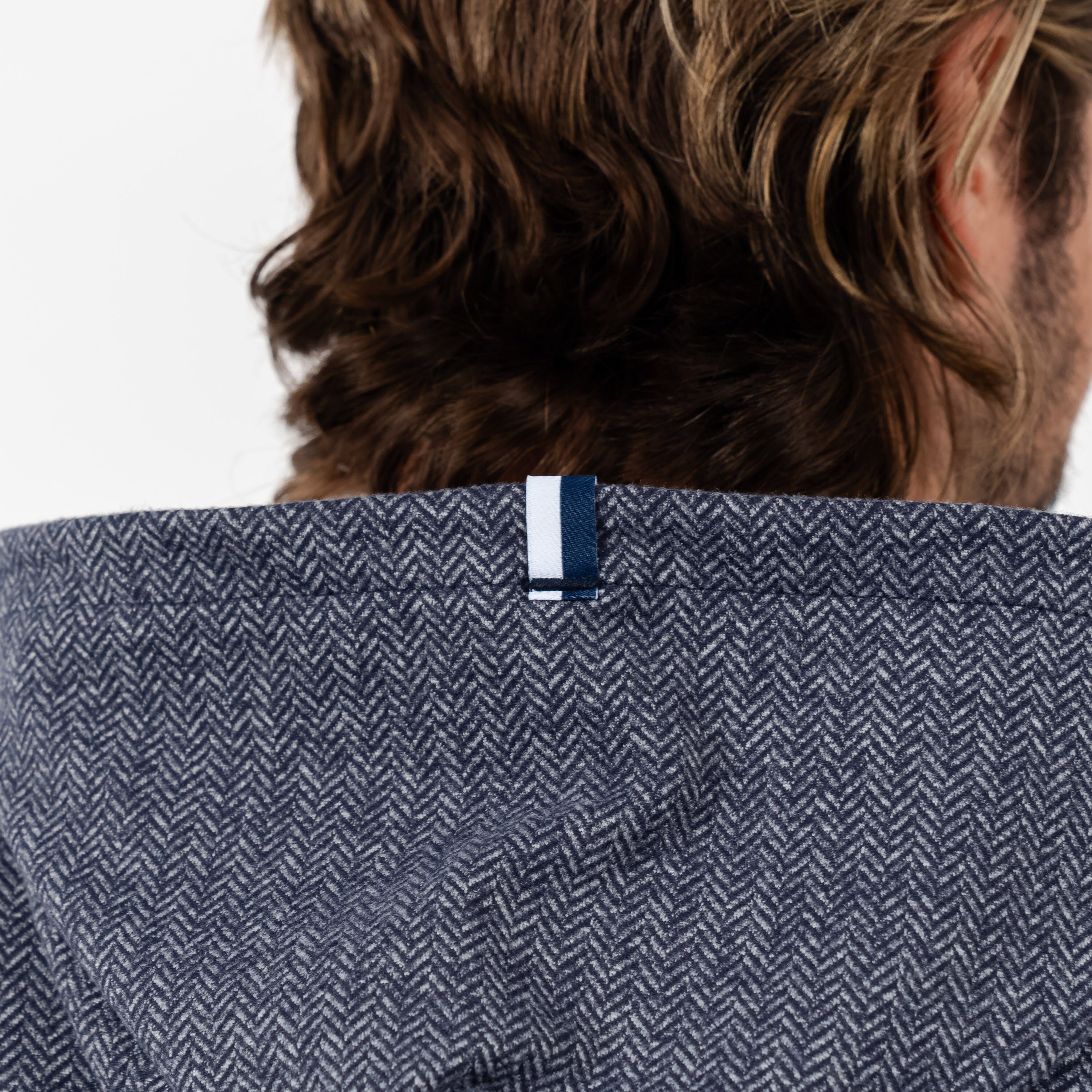 Herringbone Hoodie Fleet Navy/White
