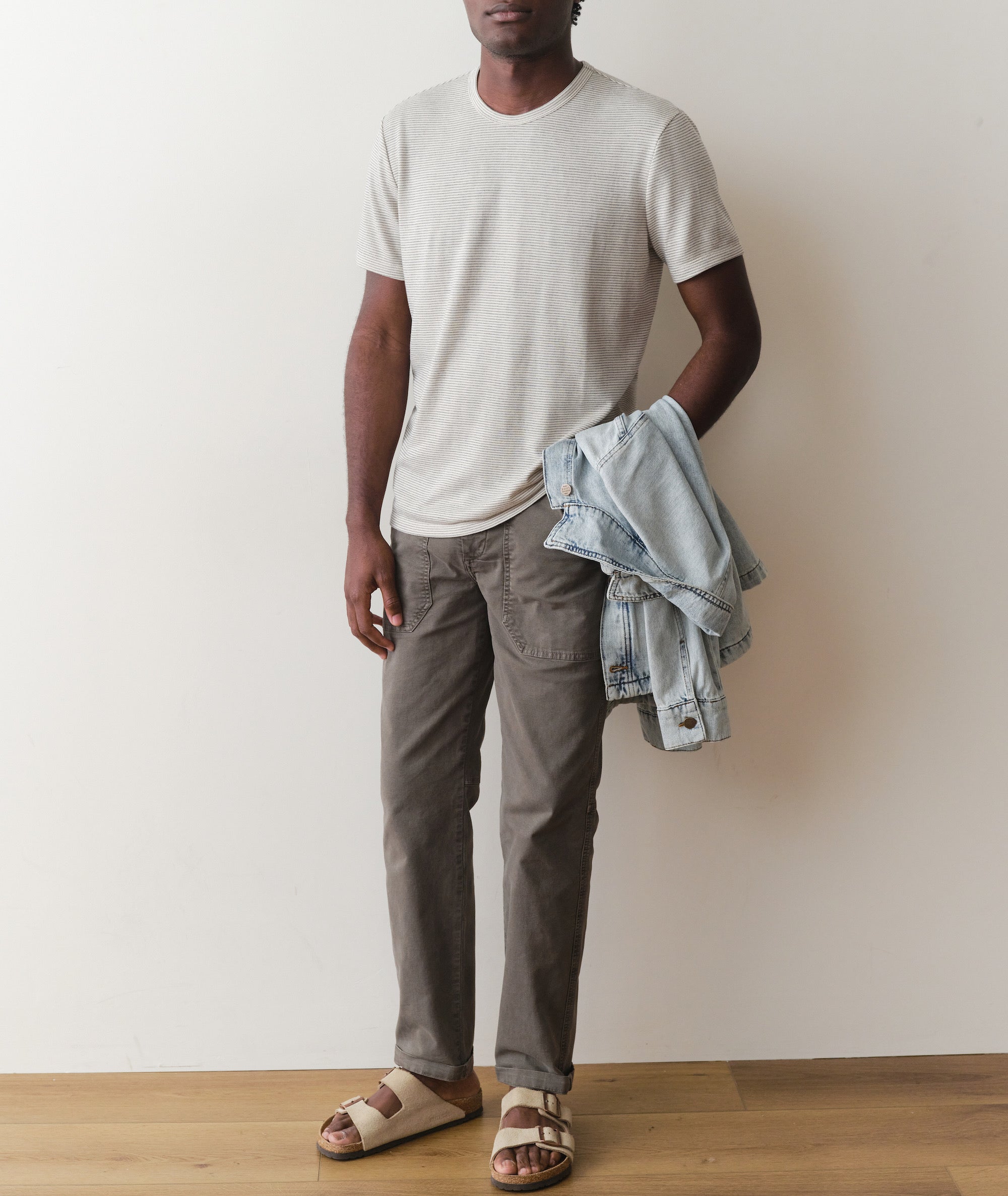 Signature Jacquard Crew Tee Whitecap/Navy