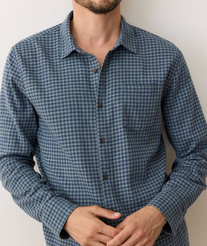 Classic Stretch Selvage Shirt Green/Navy Gingham