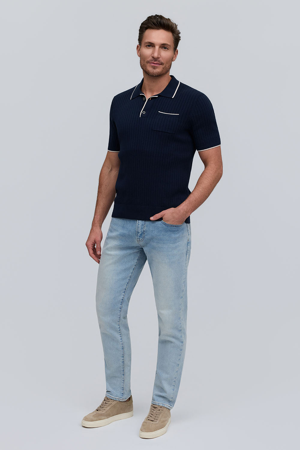 Drop Needle Polo Navy
