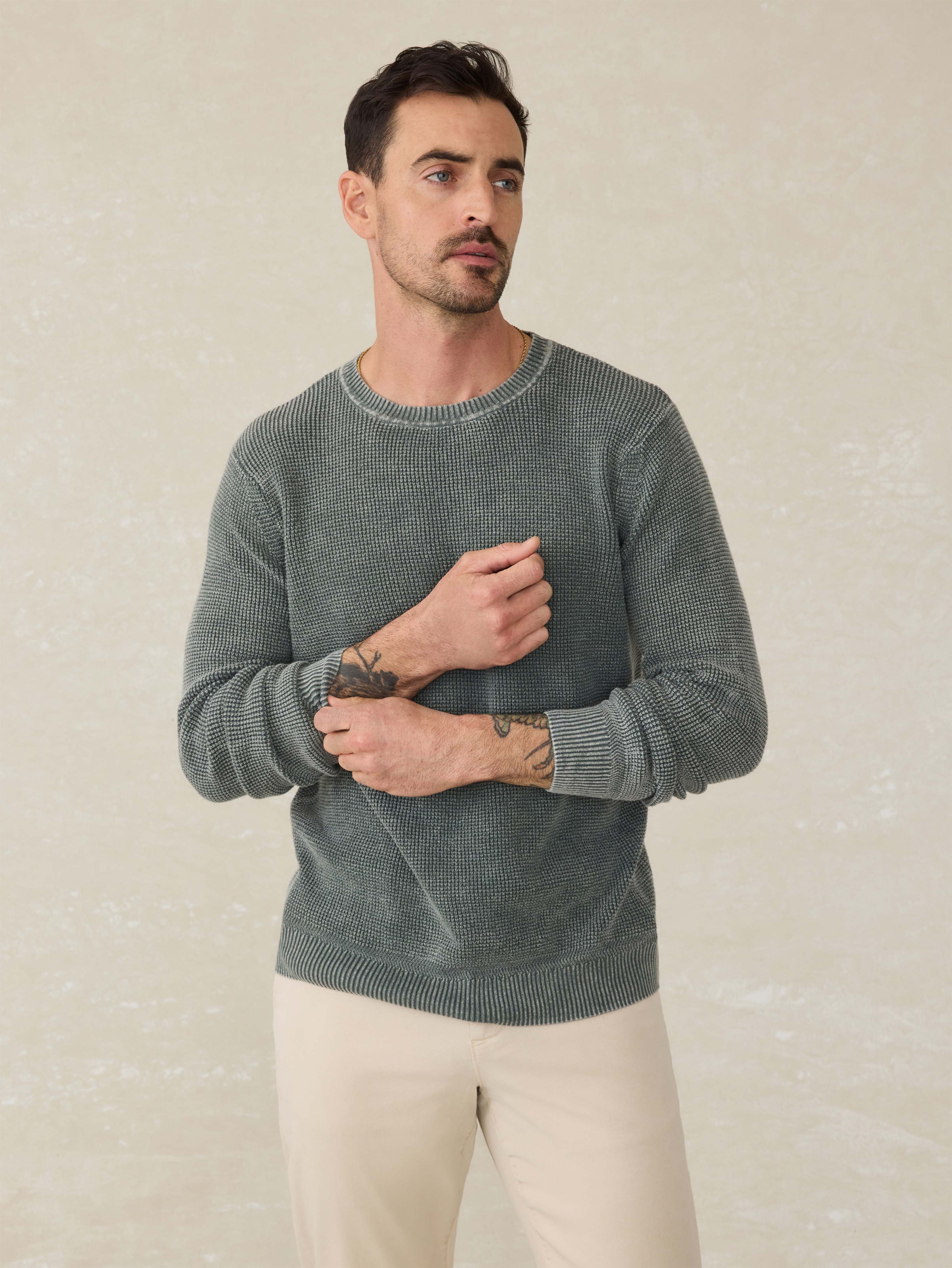 Sunwashed Crewneck Sweater Mountain Olive