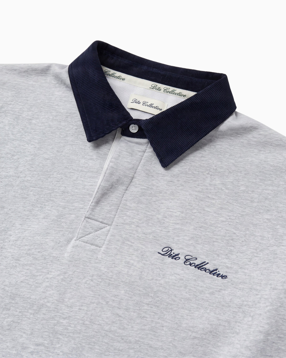 Courduroy Collar Rugby Polo Grey