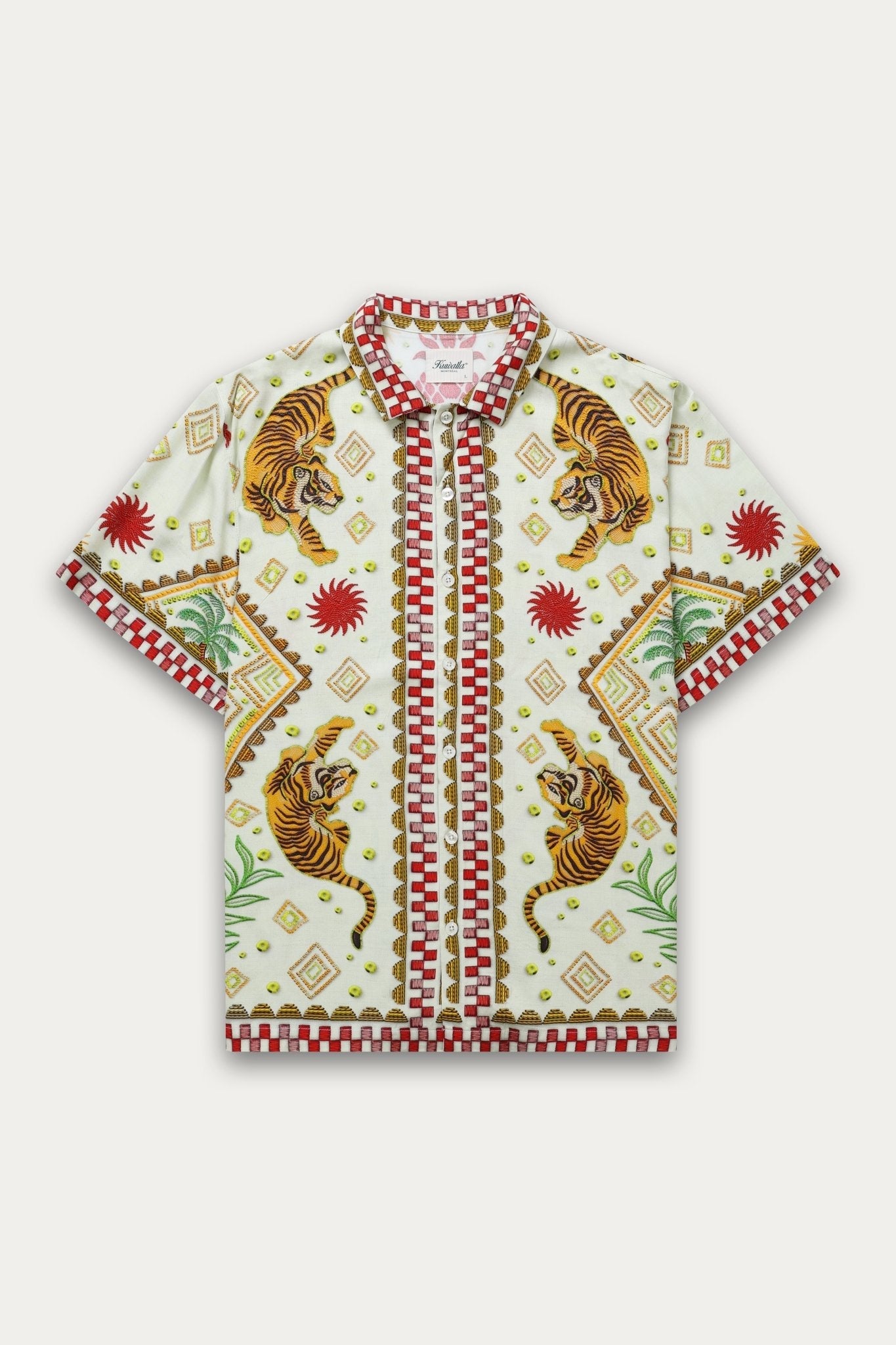 Beach Button Down Shirt Tiger Cream