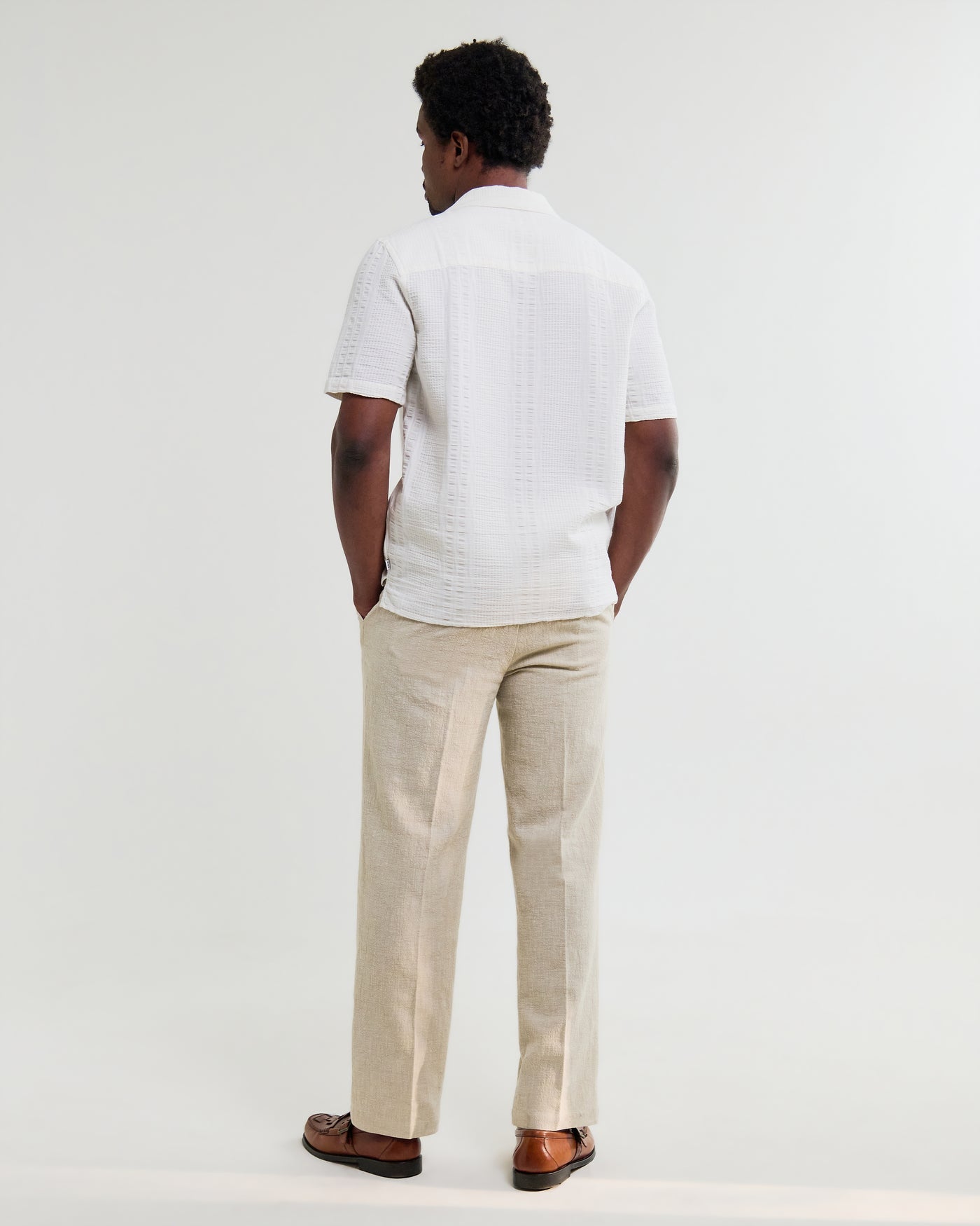Didcot Shirt in Double Weave Grid Ecru