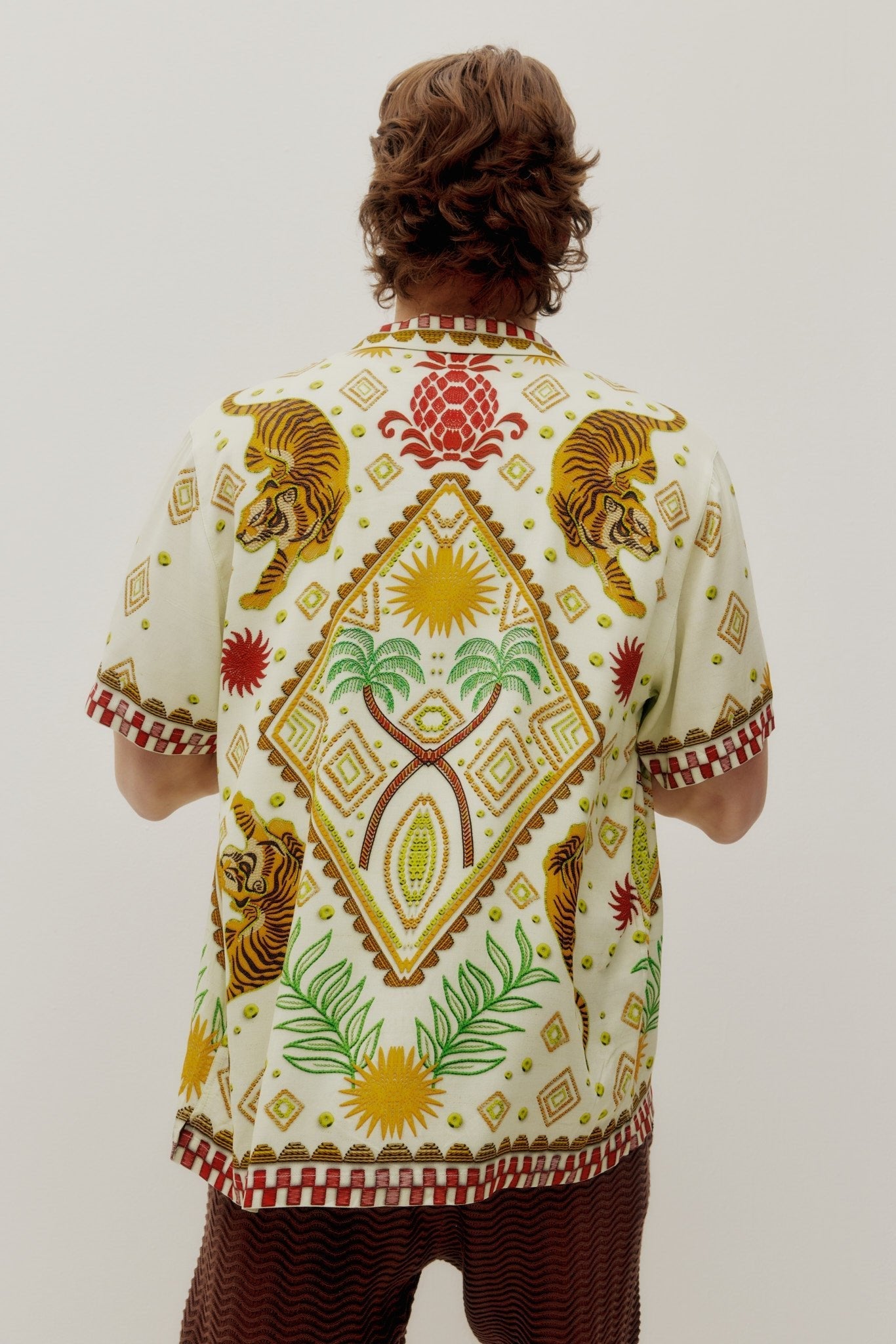 Beach Button Down Shirt Tiger Cream