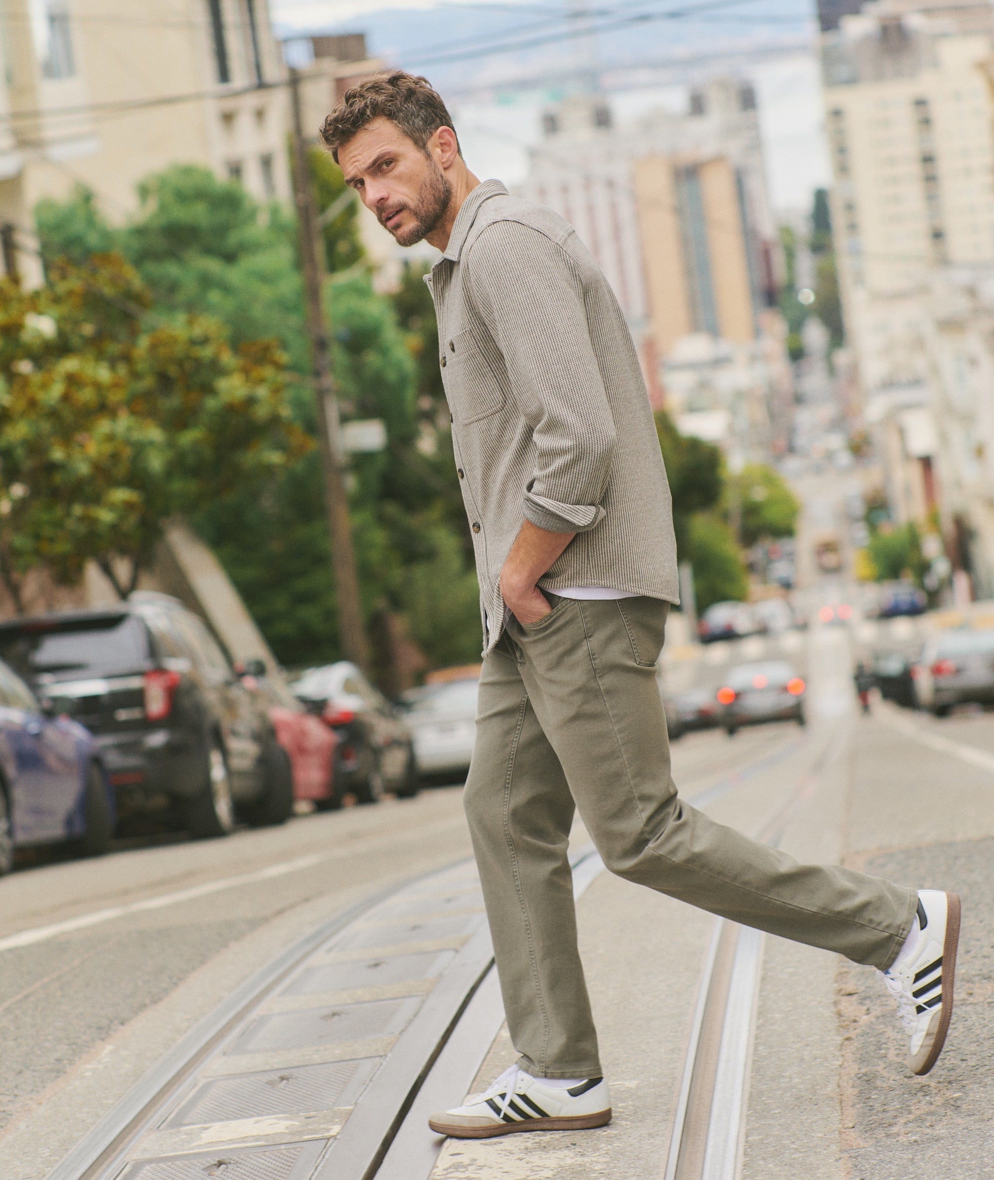 Slim Straight Flex Terry Pant Olive