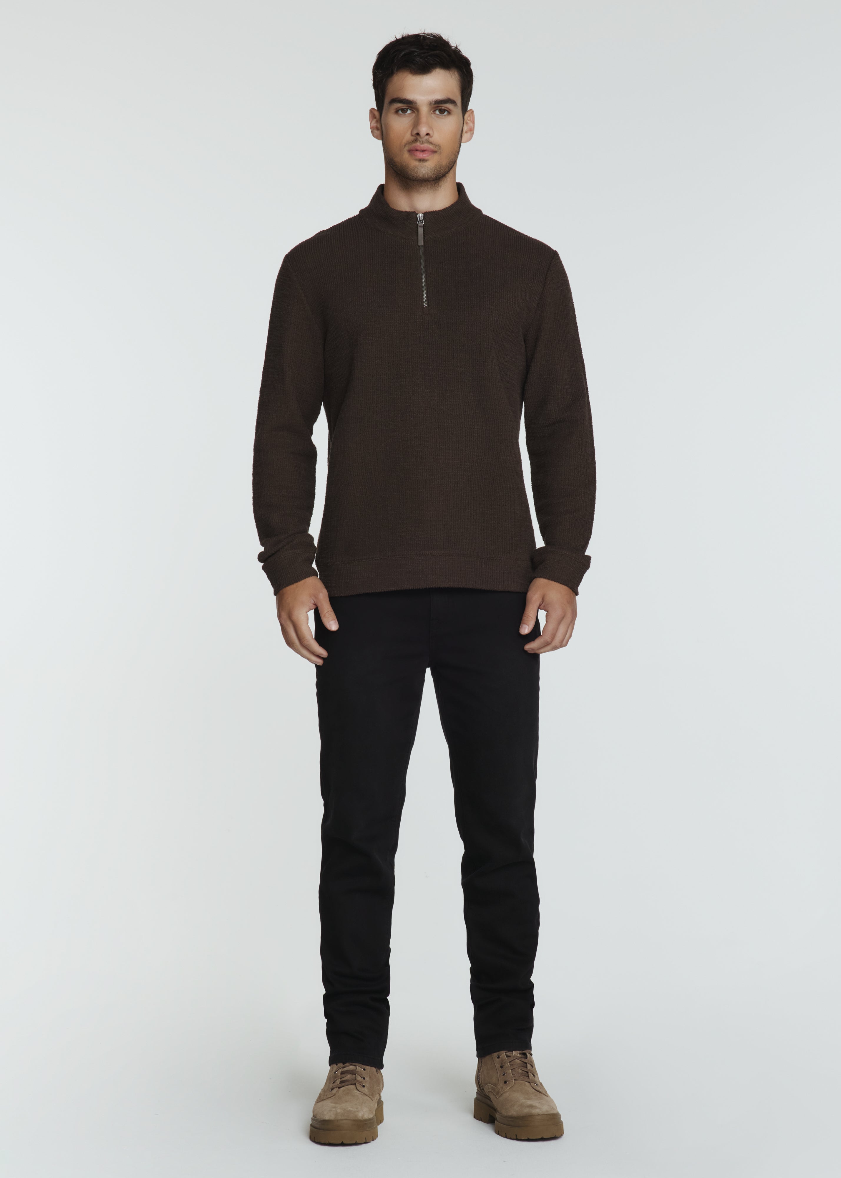 Monterey Textured Quarter Zip Pullover Bark