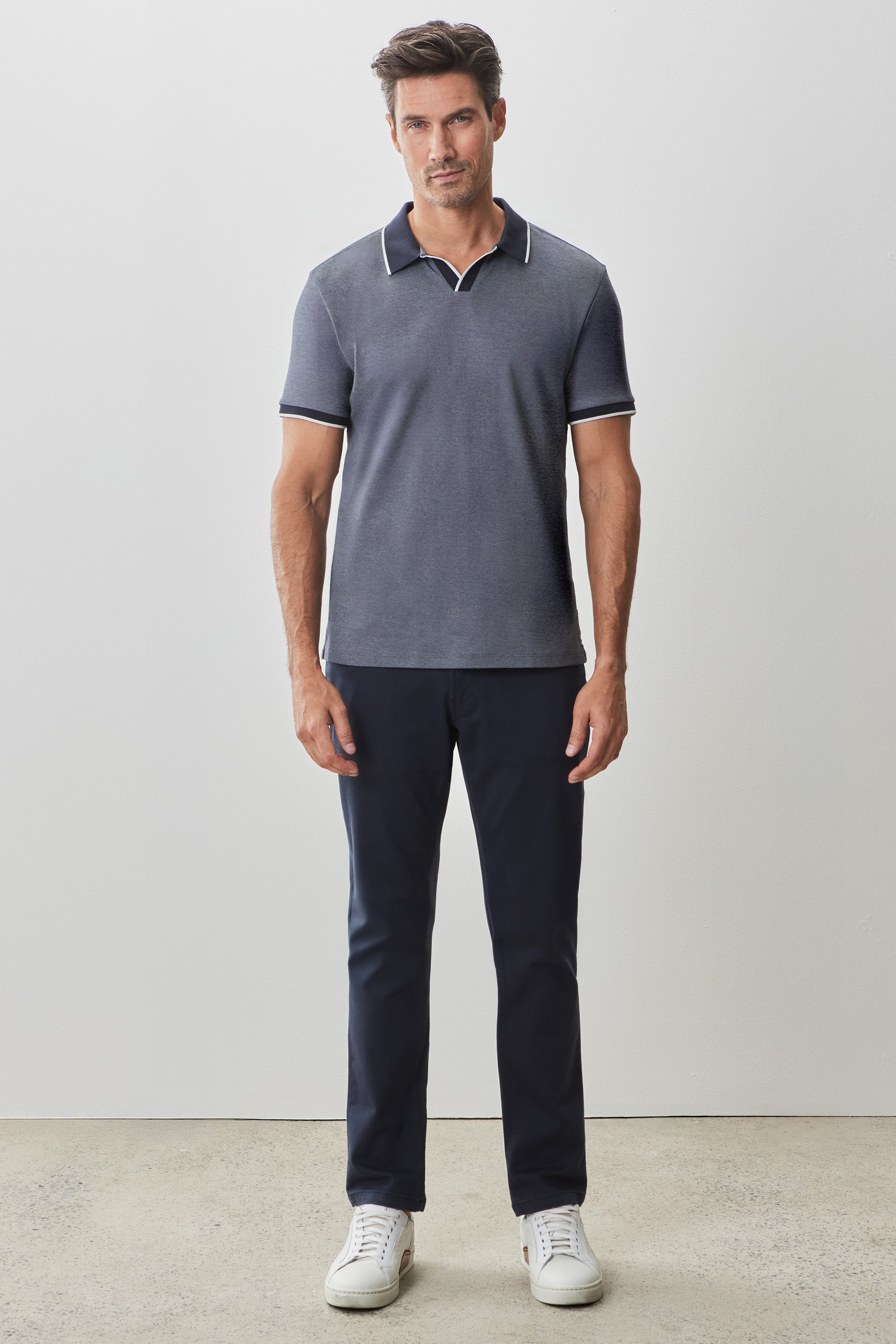 Northpark Short Sleeve Open Collar Polo Navy
