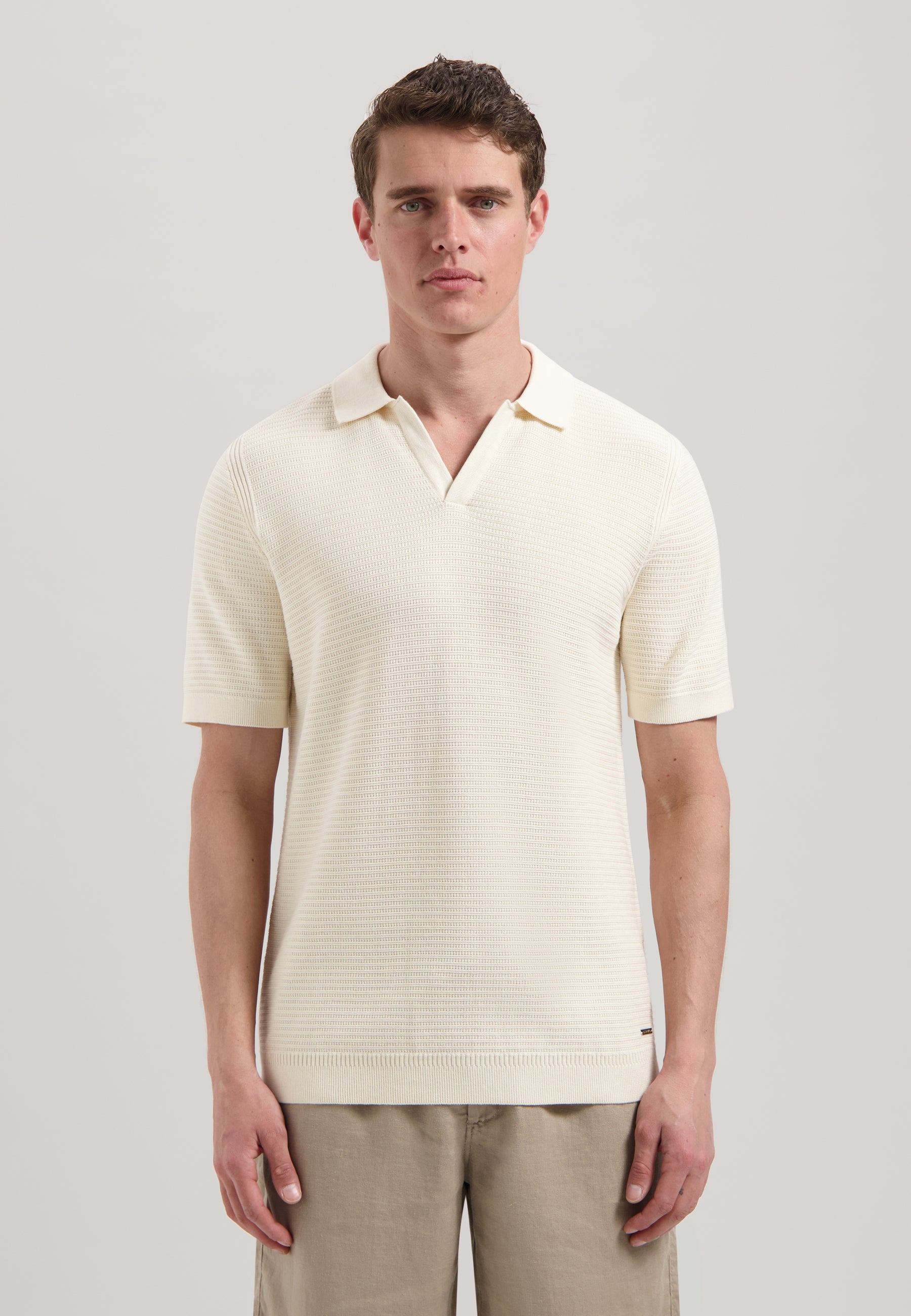 Kostas Textured Cotton Polo Offwhite