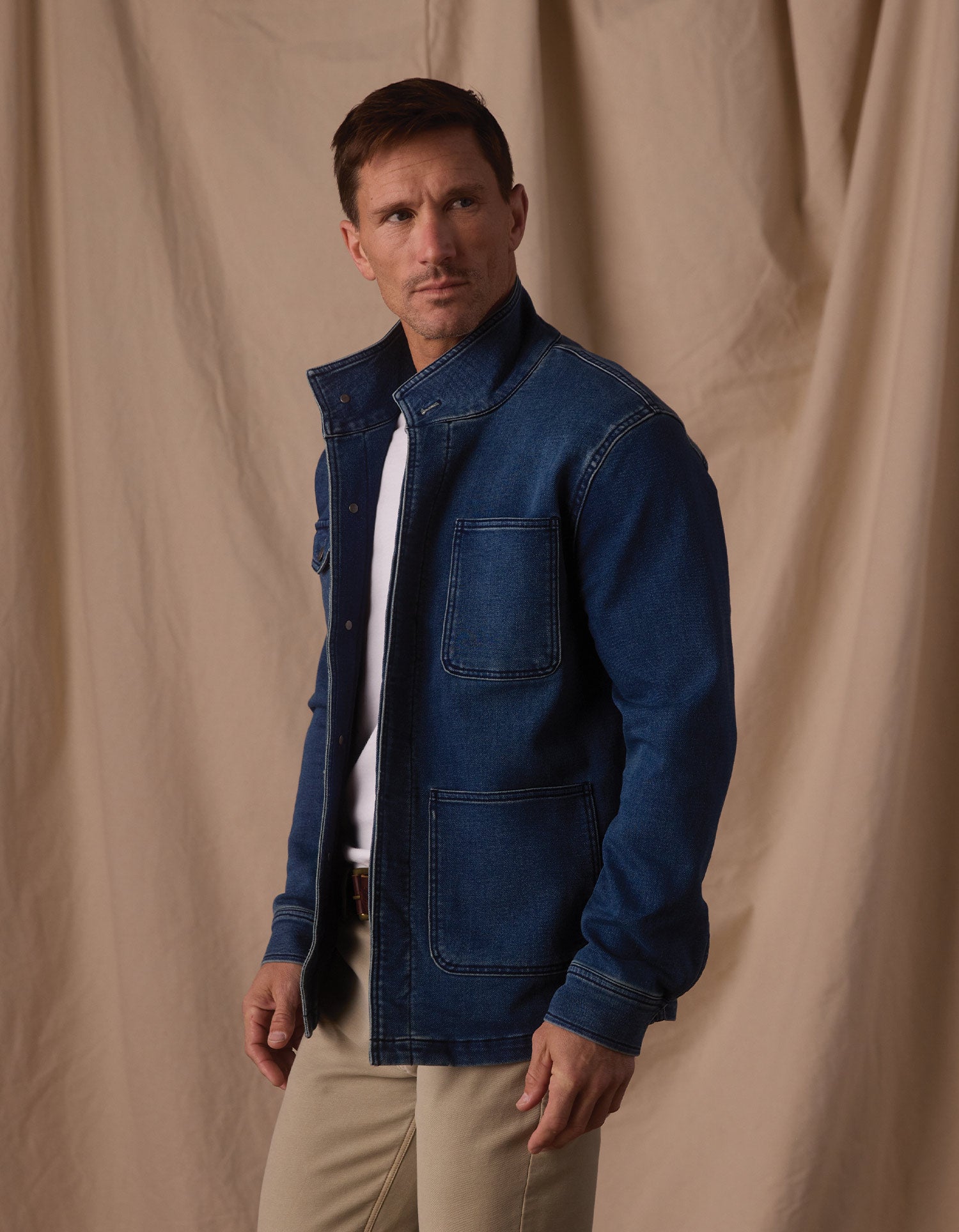 Comfort Terry Jean Chore Coat Dark Wash