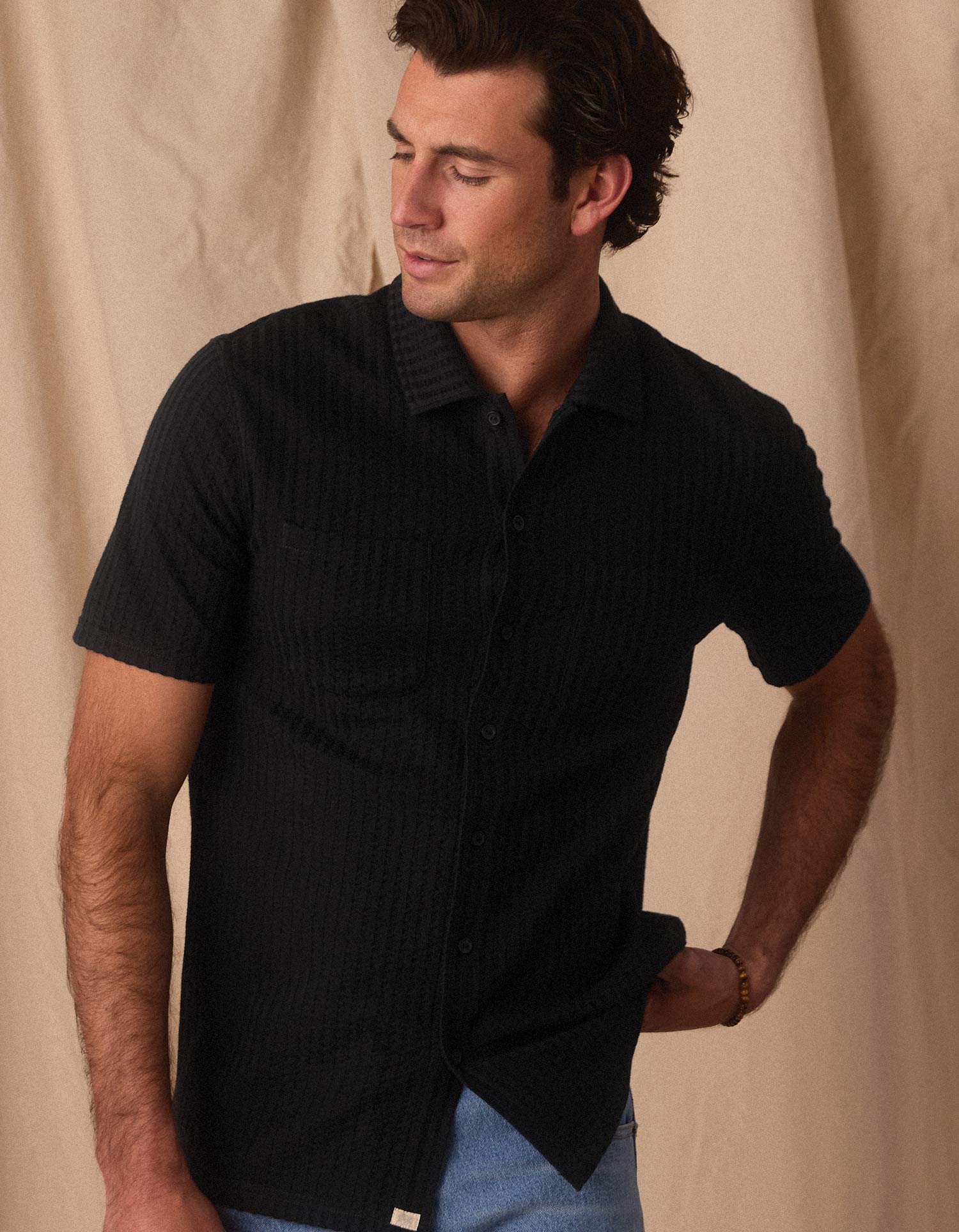 Knit Getaway Button Up Black