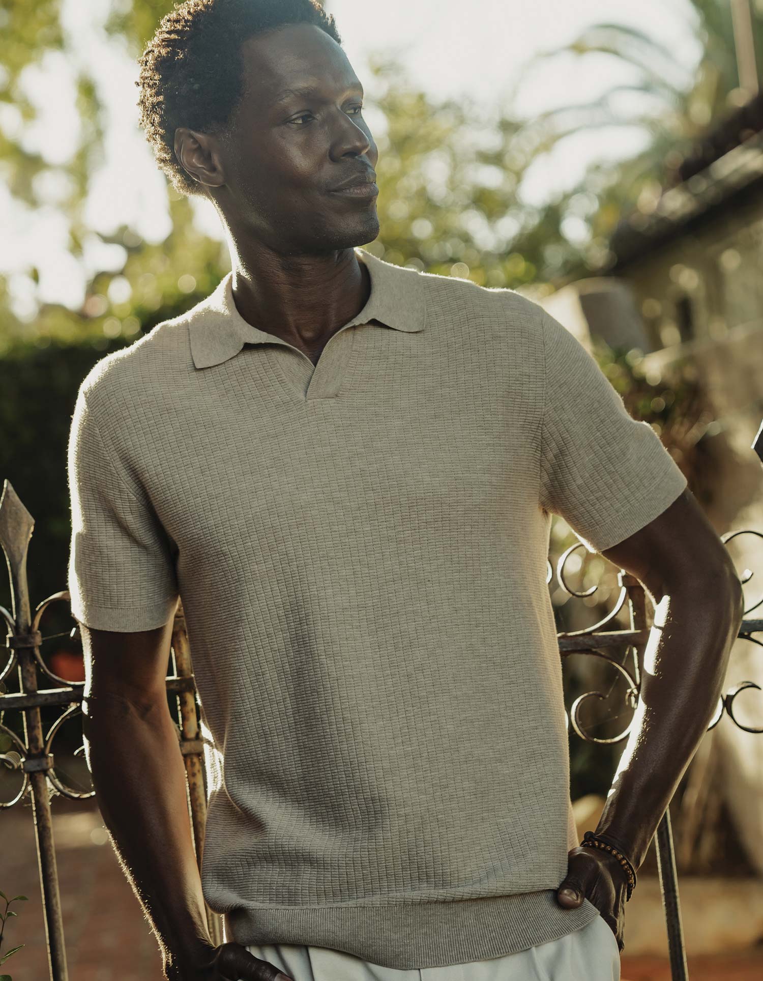 Breezeknit Short Sleeve Polo Flax
