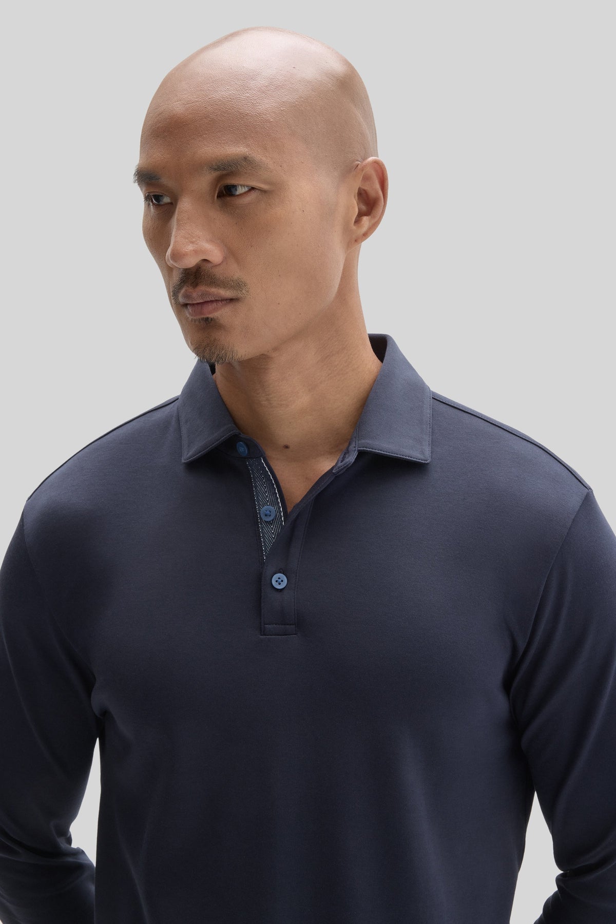 Georgia Longsleeve Herringbone Polo Dark Caspian
