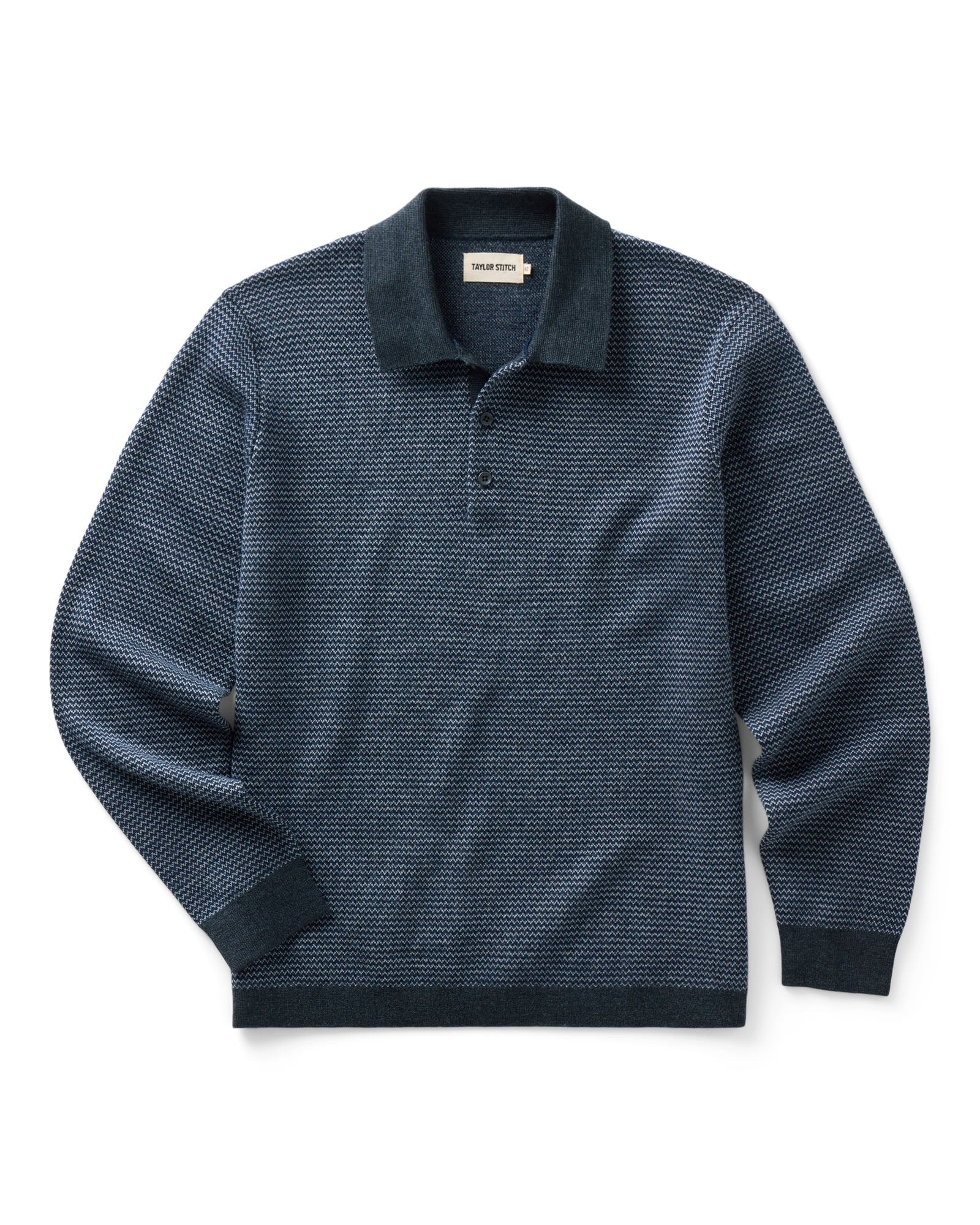 The Newton Merino Sweater Polo Navy Birdseye