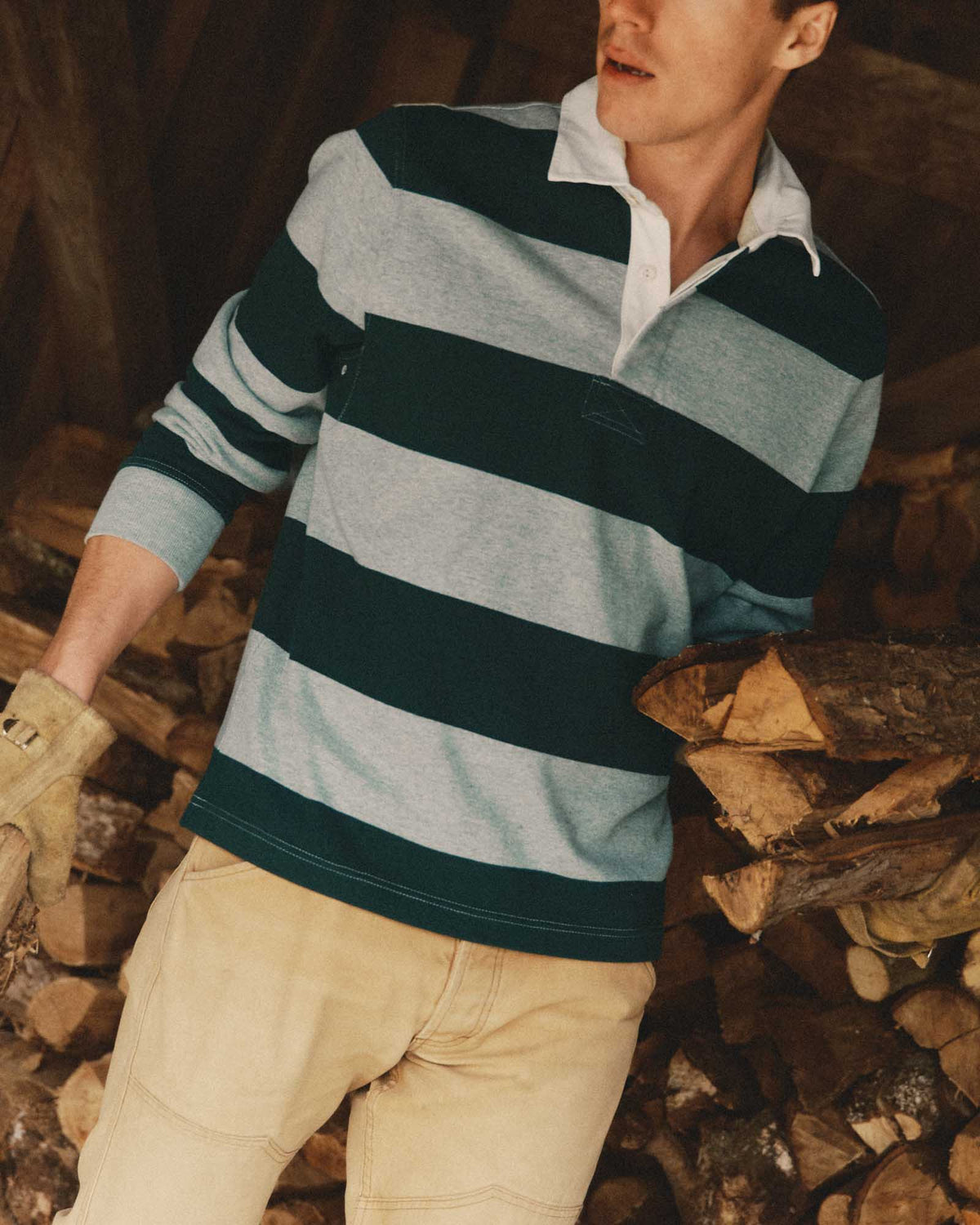 The Rugby Stripe Shirt Dark Forest