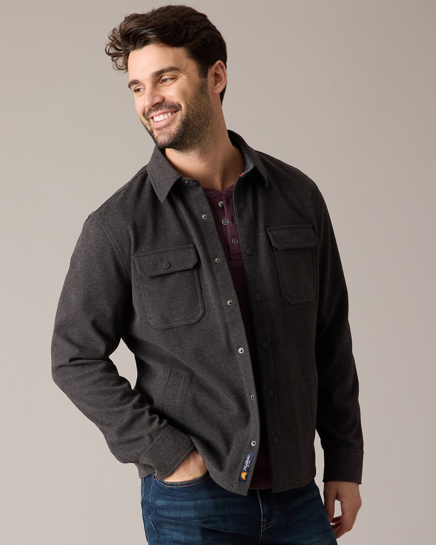 Hamlin Twill Shirt Jacket Charcoal