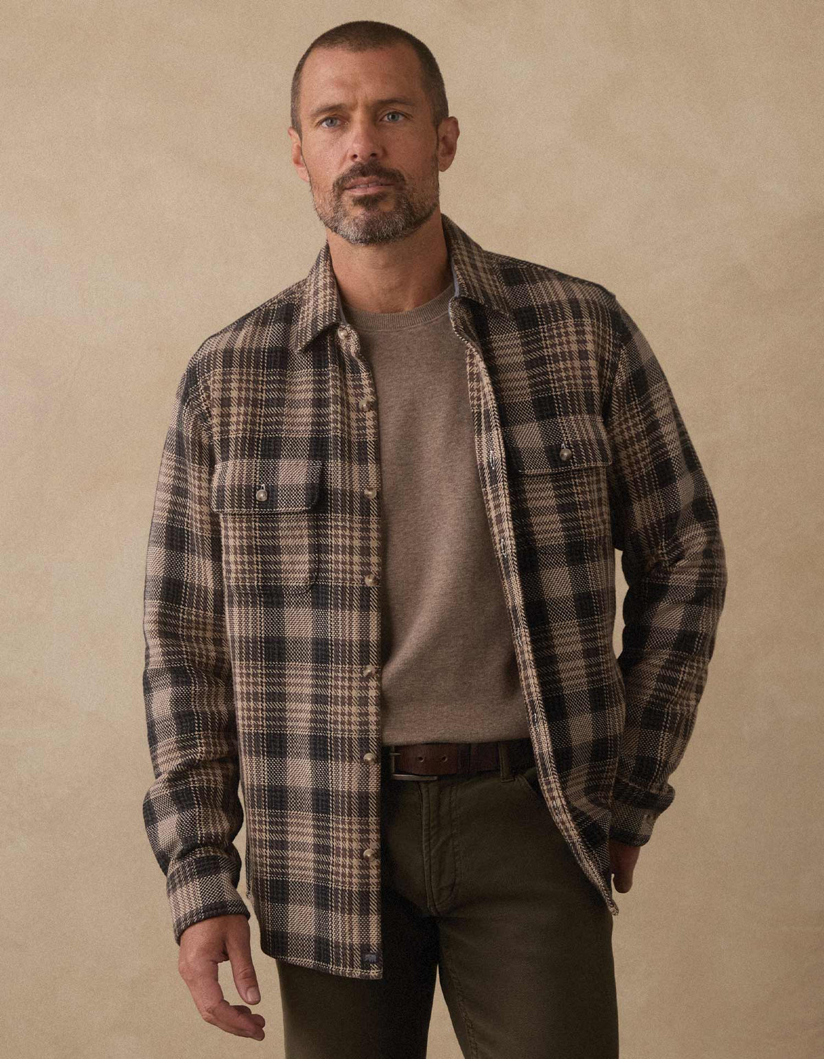 Mountain Textured Overshirt Asphalt Plaid