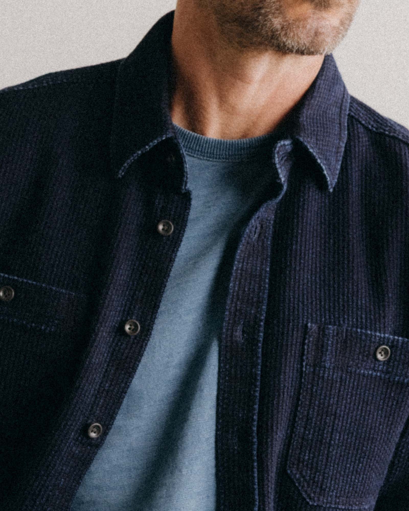 The Utility Shirt in Sashiko Rinsed Indigo