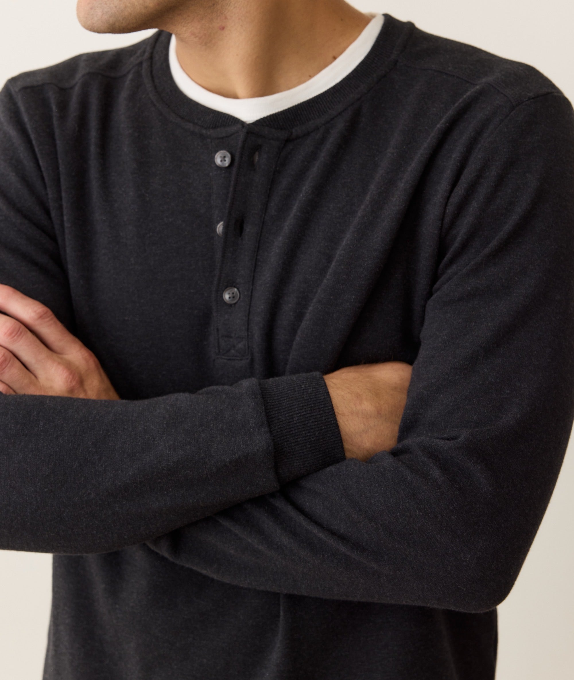 Pacifica Stretch Henley Charcoal