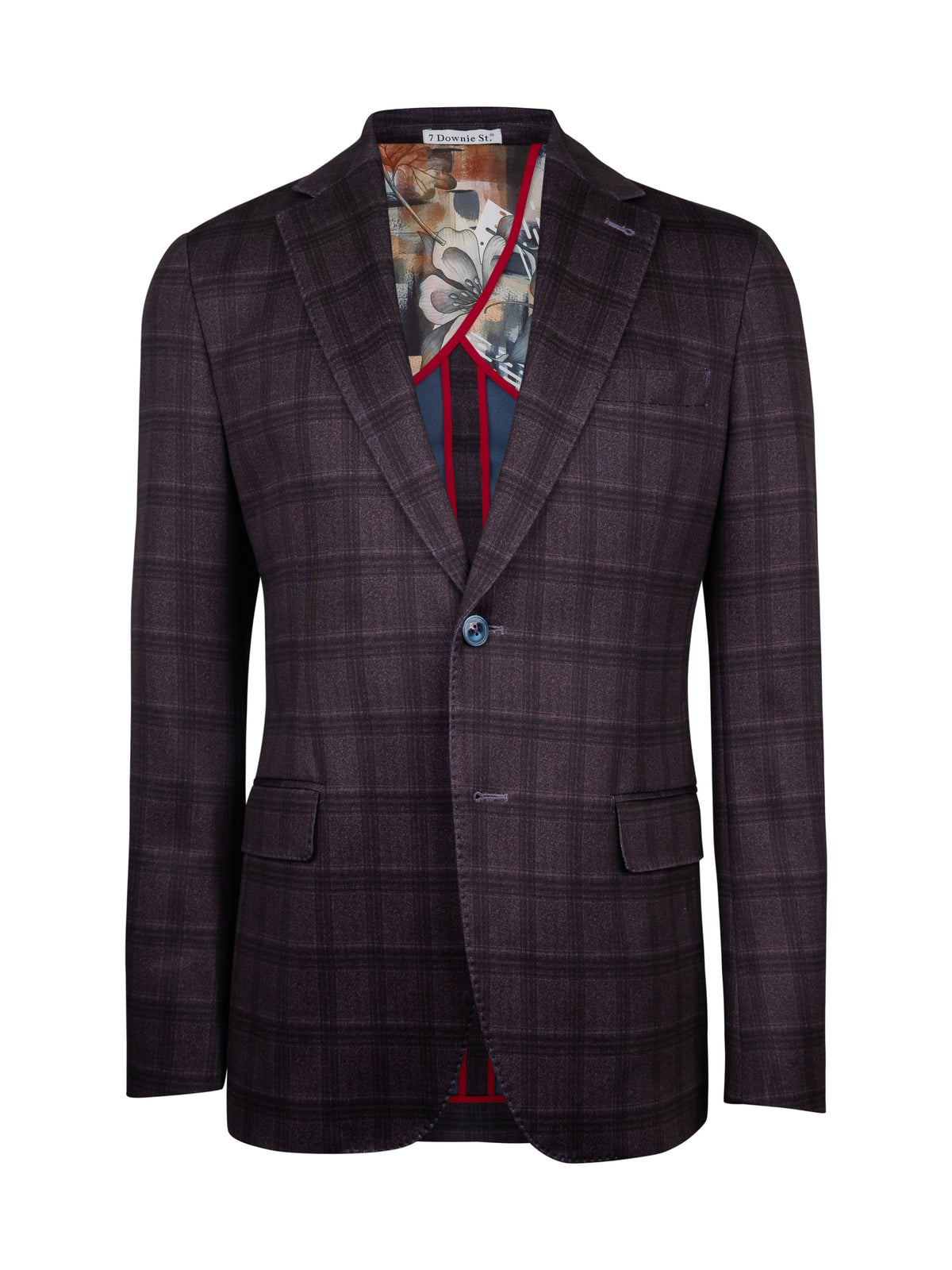 Hillsboro Cotton Knit Sport Coat Purple Windowpane