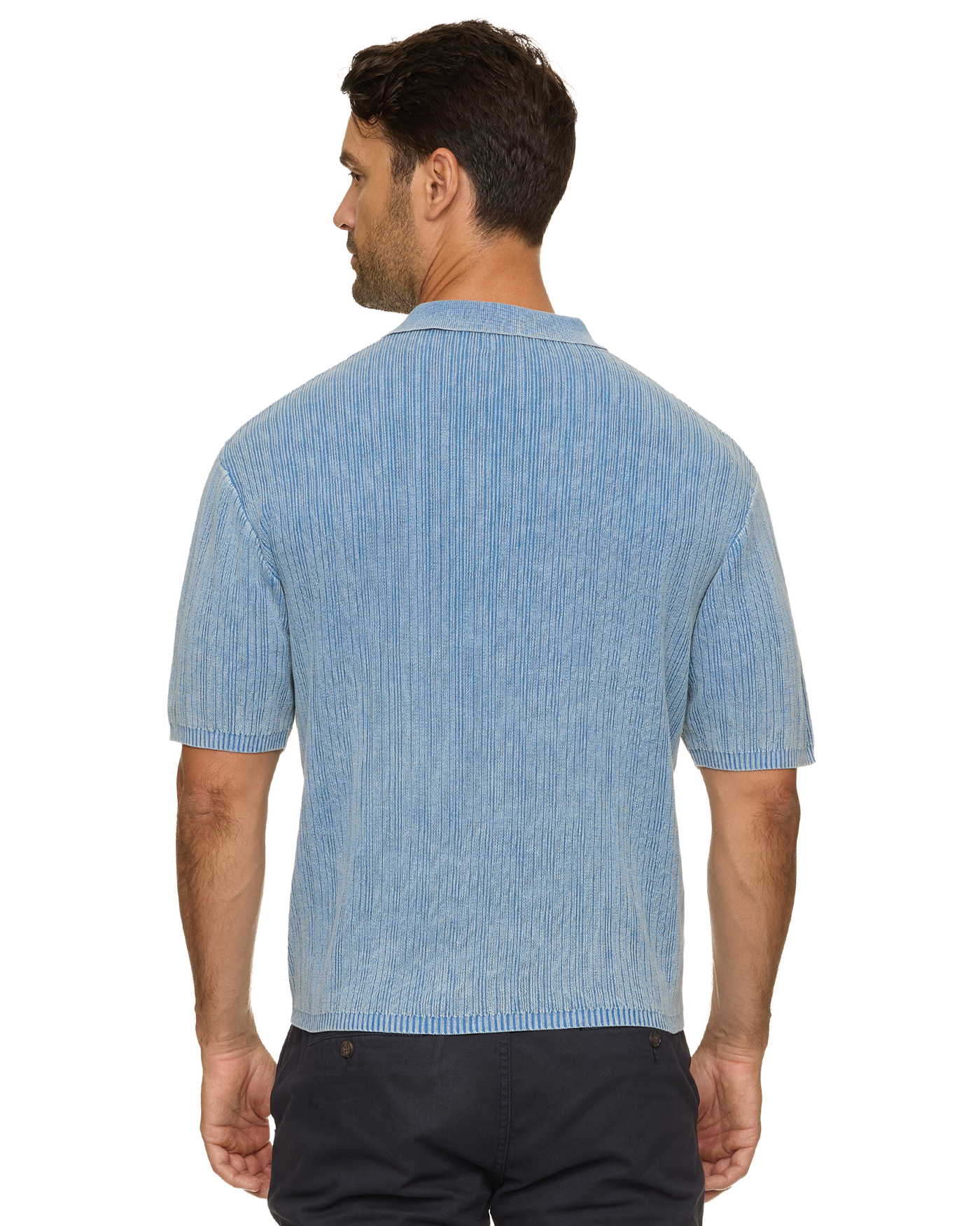 Gaffney Acid Wash Sweater Polo Washed Blue
