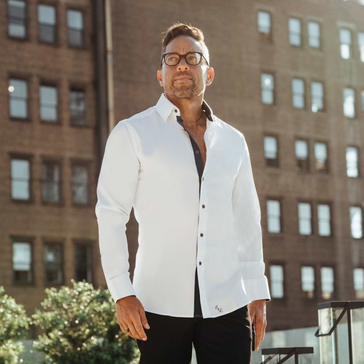 The Springer Shirt White/Navy Accent