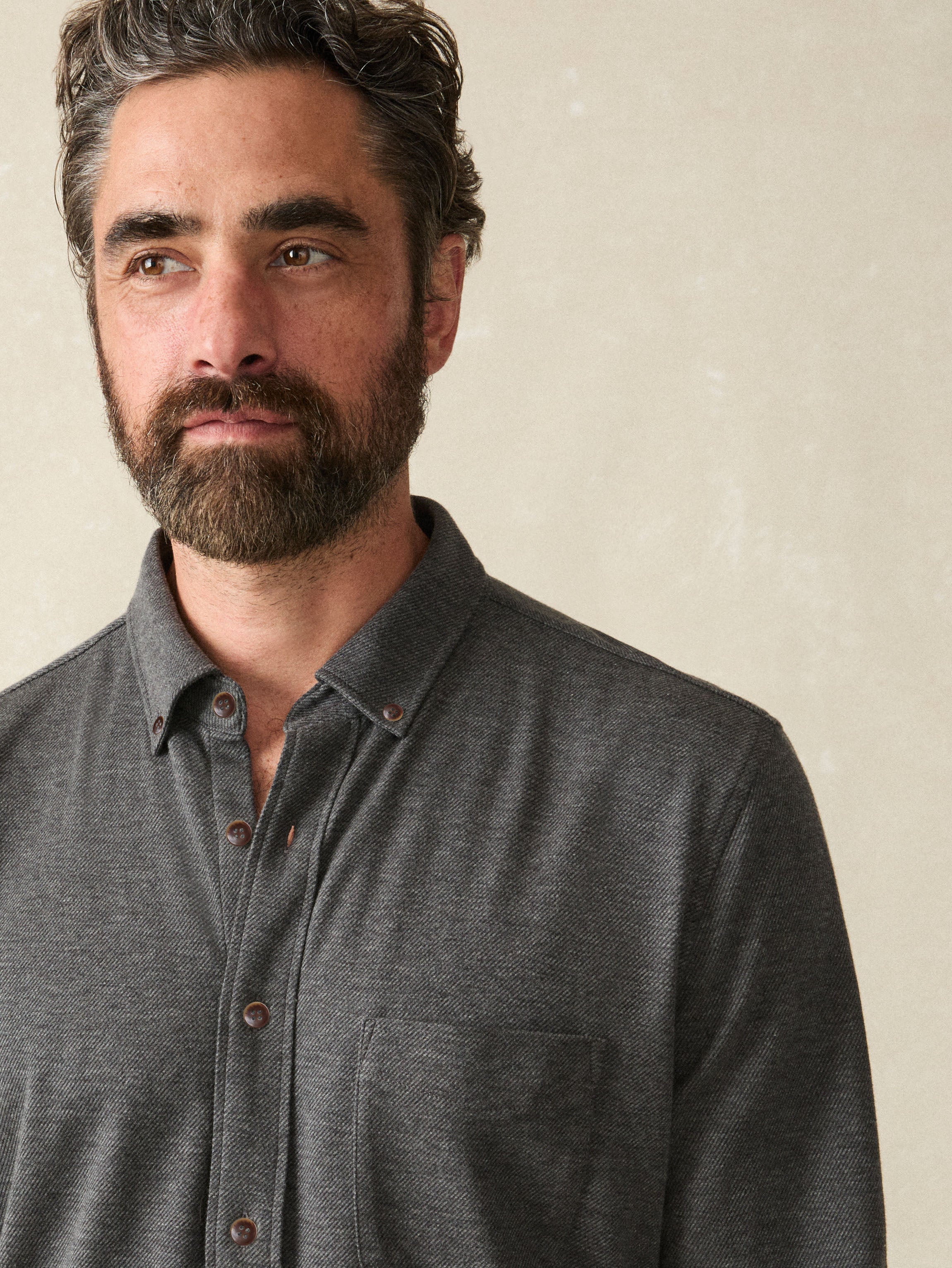 Coastline Knit Shirt Charcoal Heather Twill