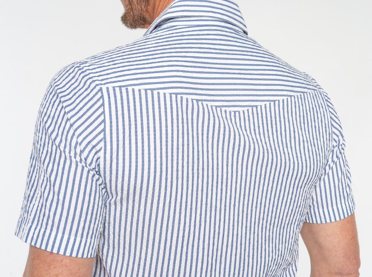 Seersucker Performance Pearl Snap Short Sleeve Shirt Navy