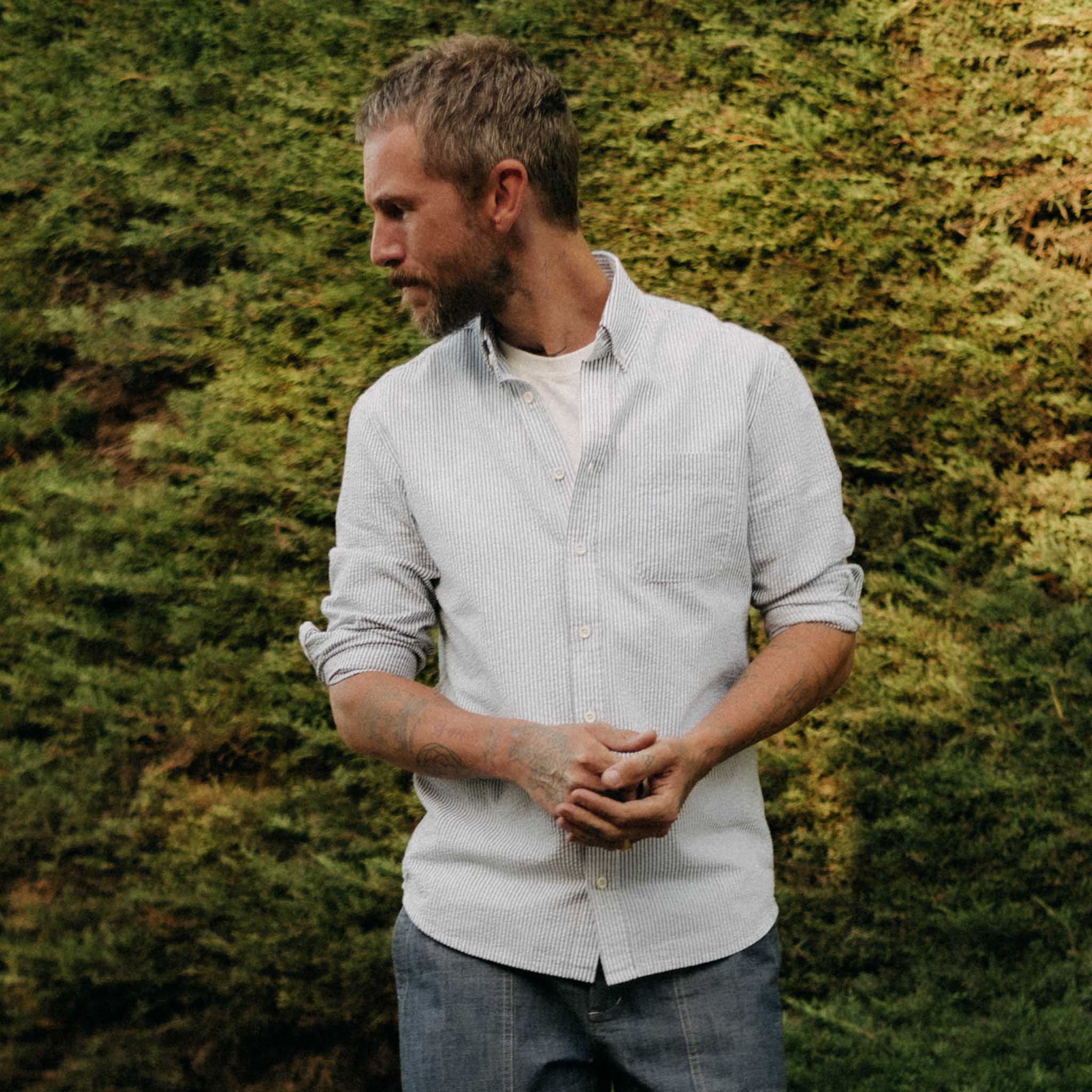 The Jack Shirt Navy Stripe Seersucker