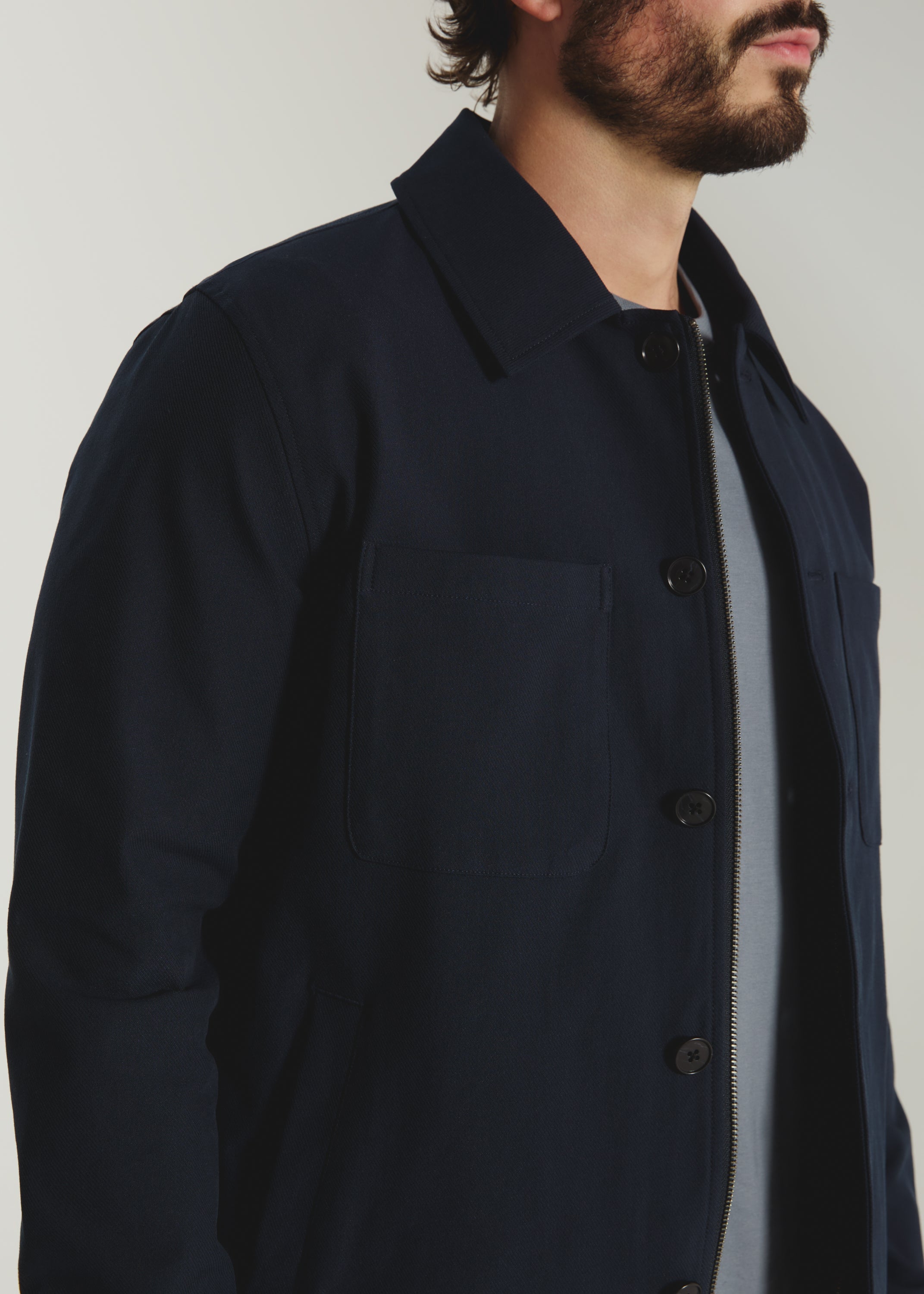 Baron Button Front Jacket Navy