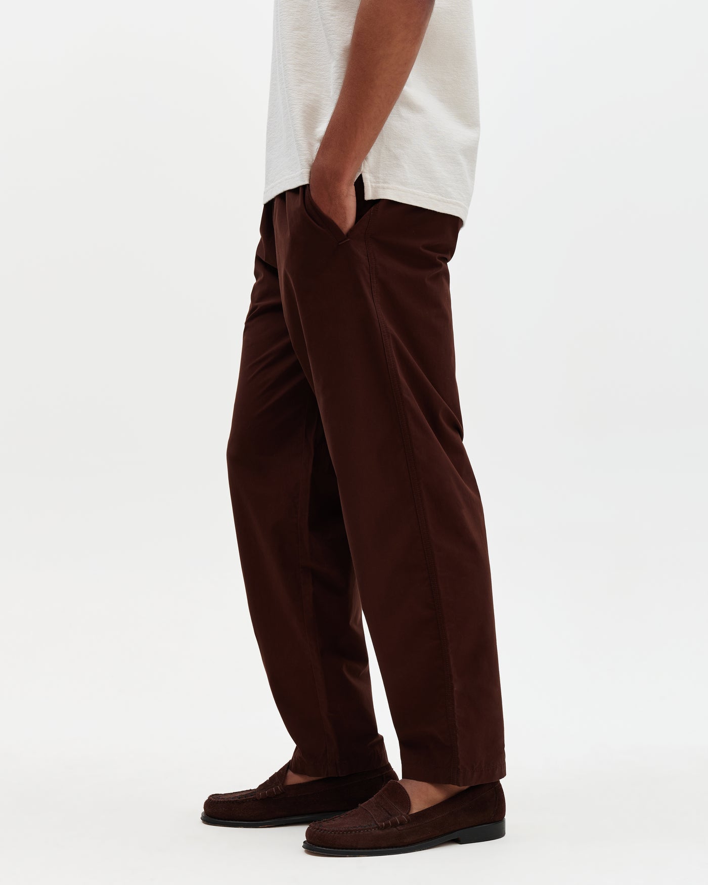 Tyne Trouser in Cotton Poplin Dark Brown