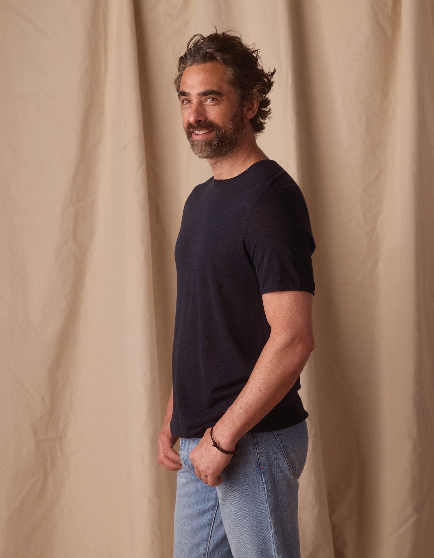 Summer Linen Blend Tee Navy